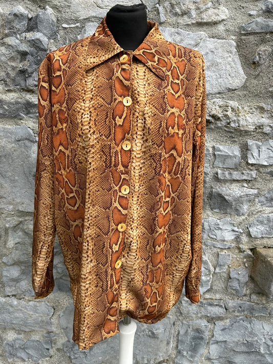90s brown snake print shirt uk 14