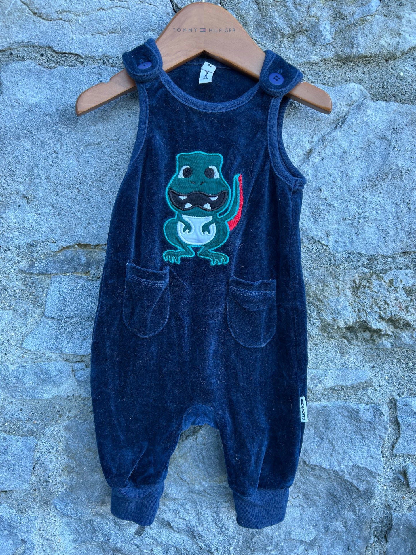 Dragon navy velour dungarees 3m (62cm)