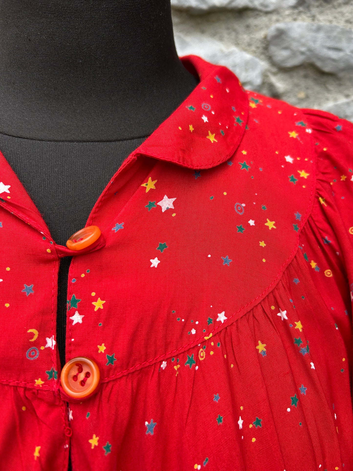 80s tiny stars red dress uk 14