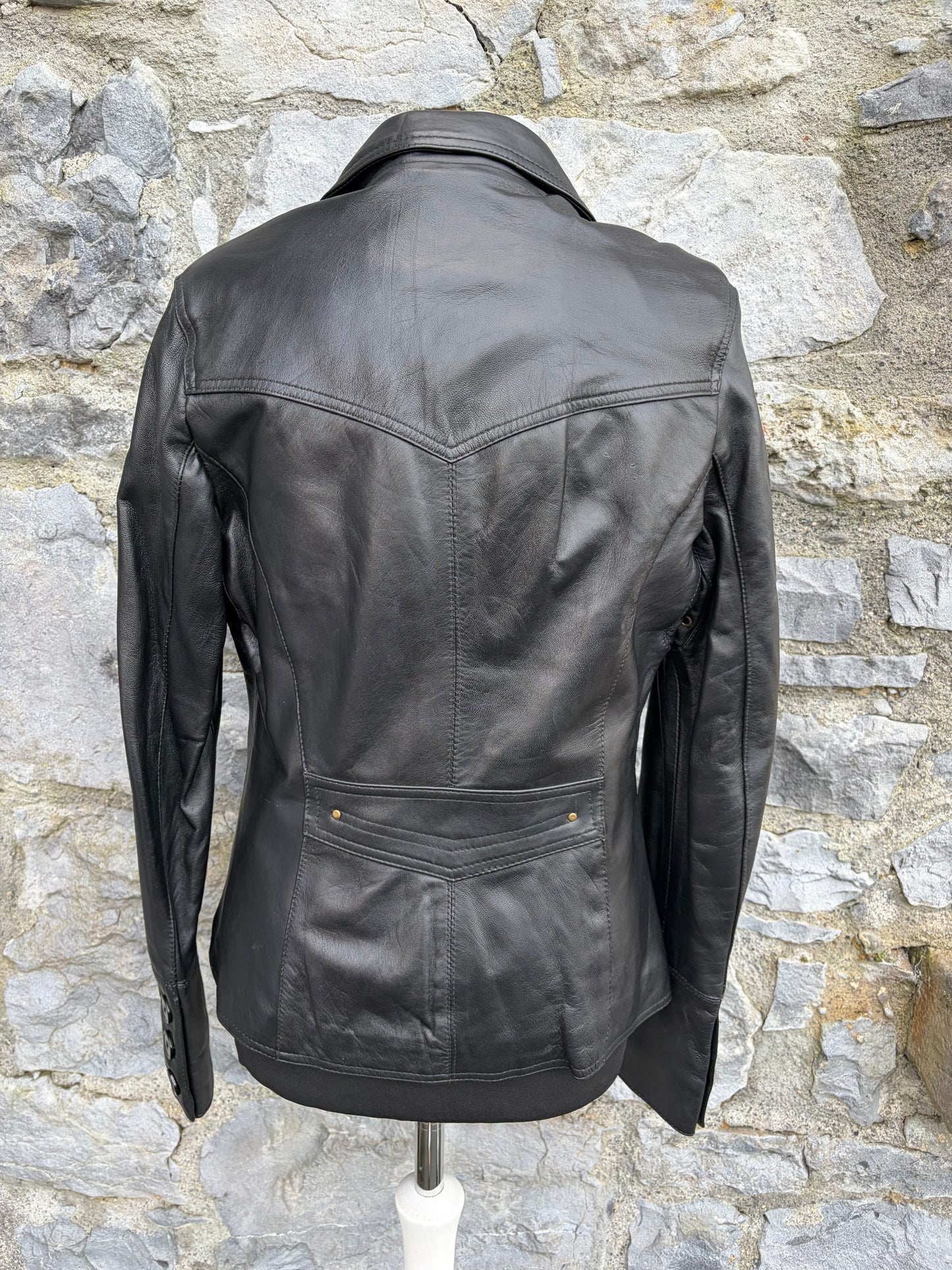 90s black leather jacket uk 8