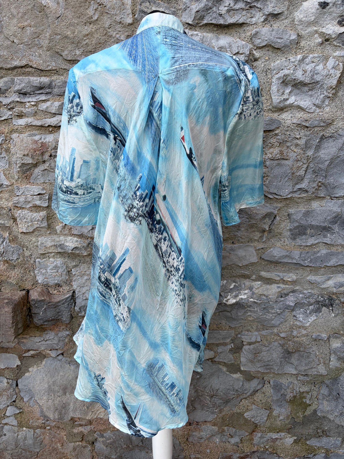 City blue silk tunic uk 12-14