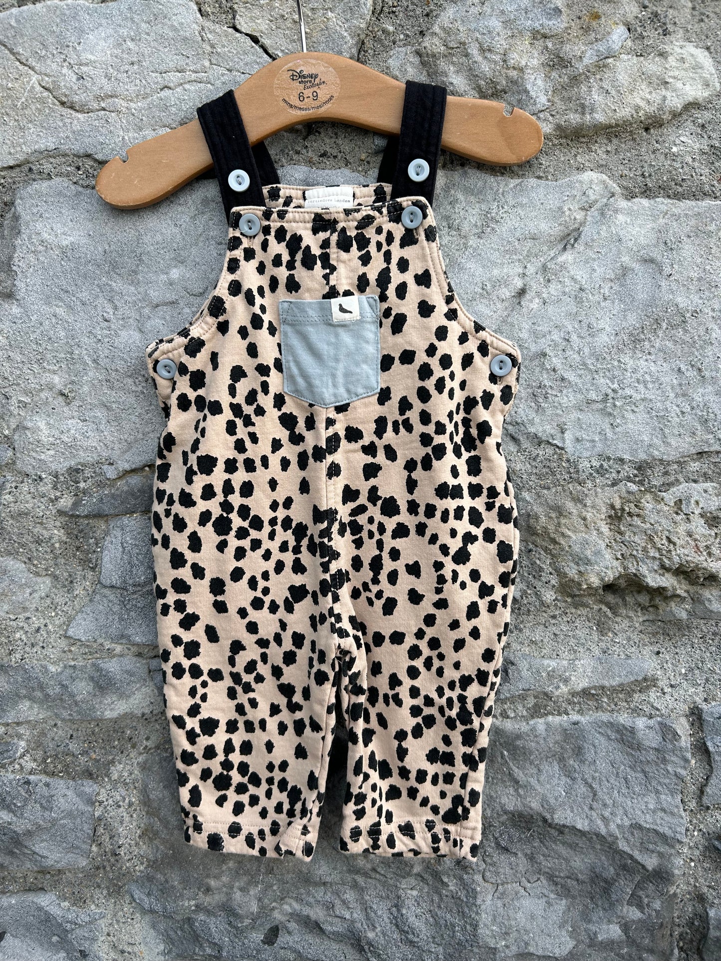 Beige spotty dungarees 3-6m (62-68cm)