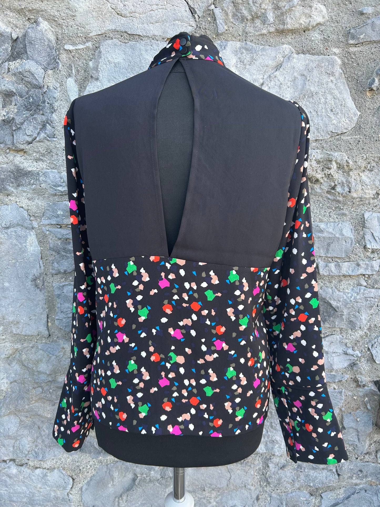 Colourful spotty black top uk 8