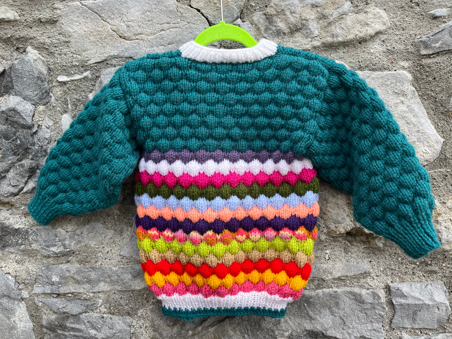 Colourful green bubble knit cardigan 2-3y (92-98cm)