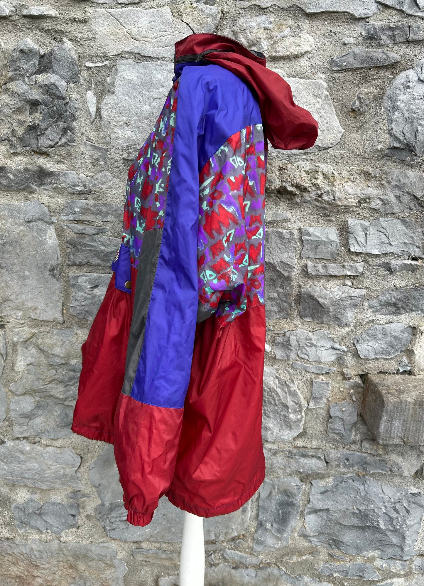 80s red&abstract Half zip windbreaker XL