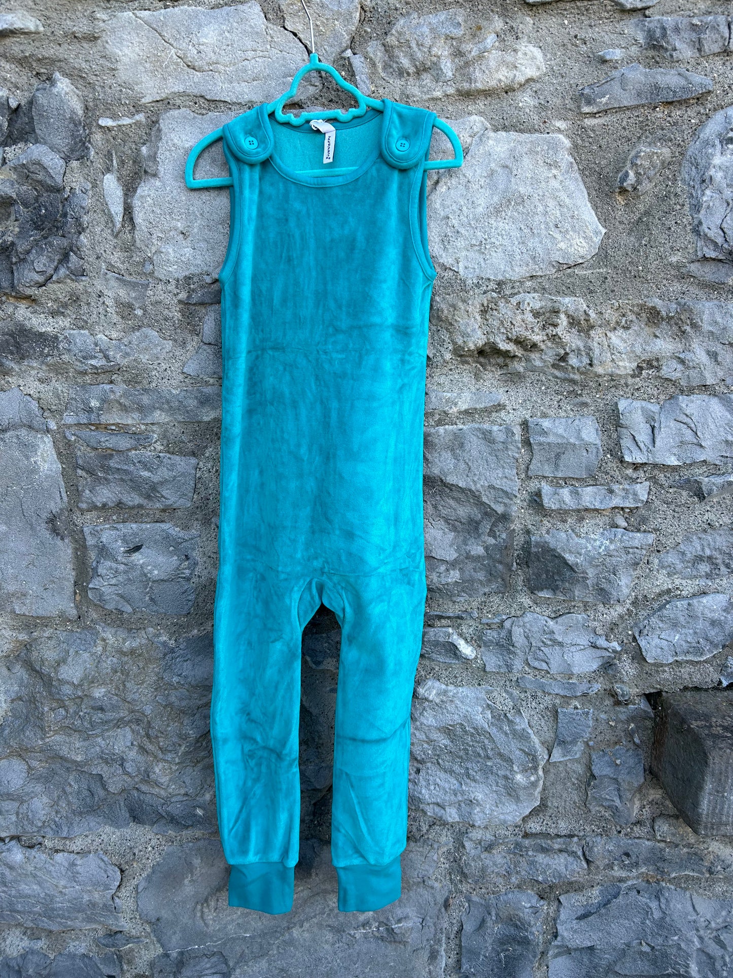 Turquoise velour playsuit 5-6y (110-116cm)
