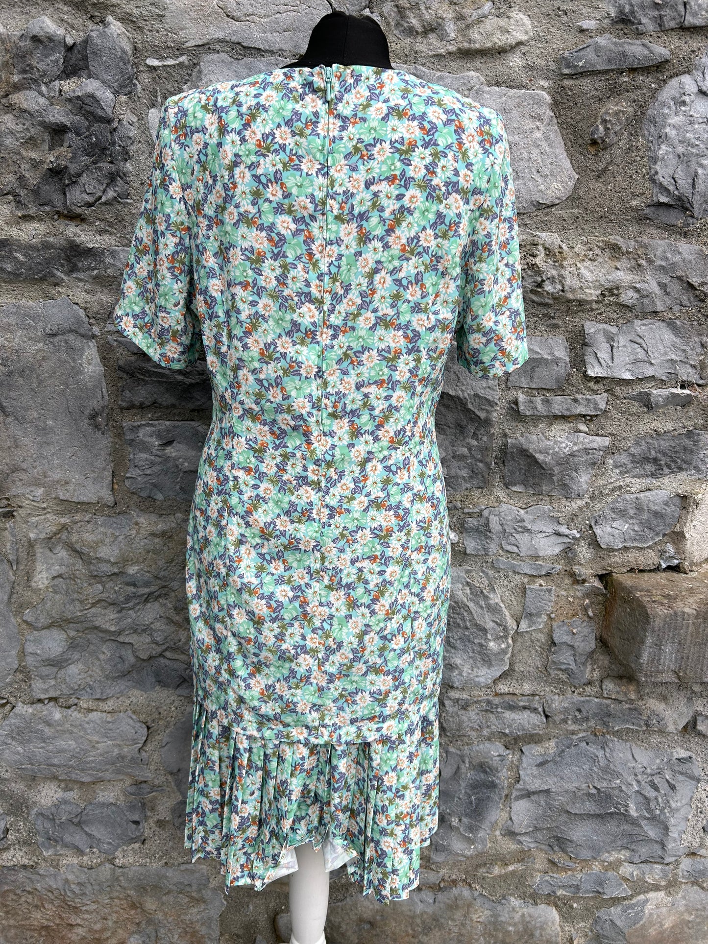 80s green flowers dress uk 10