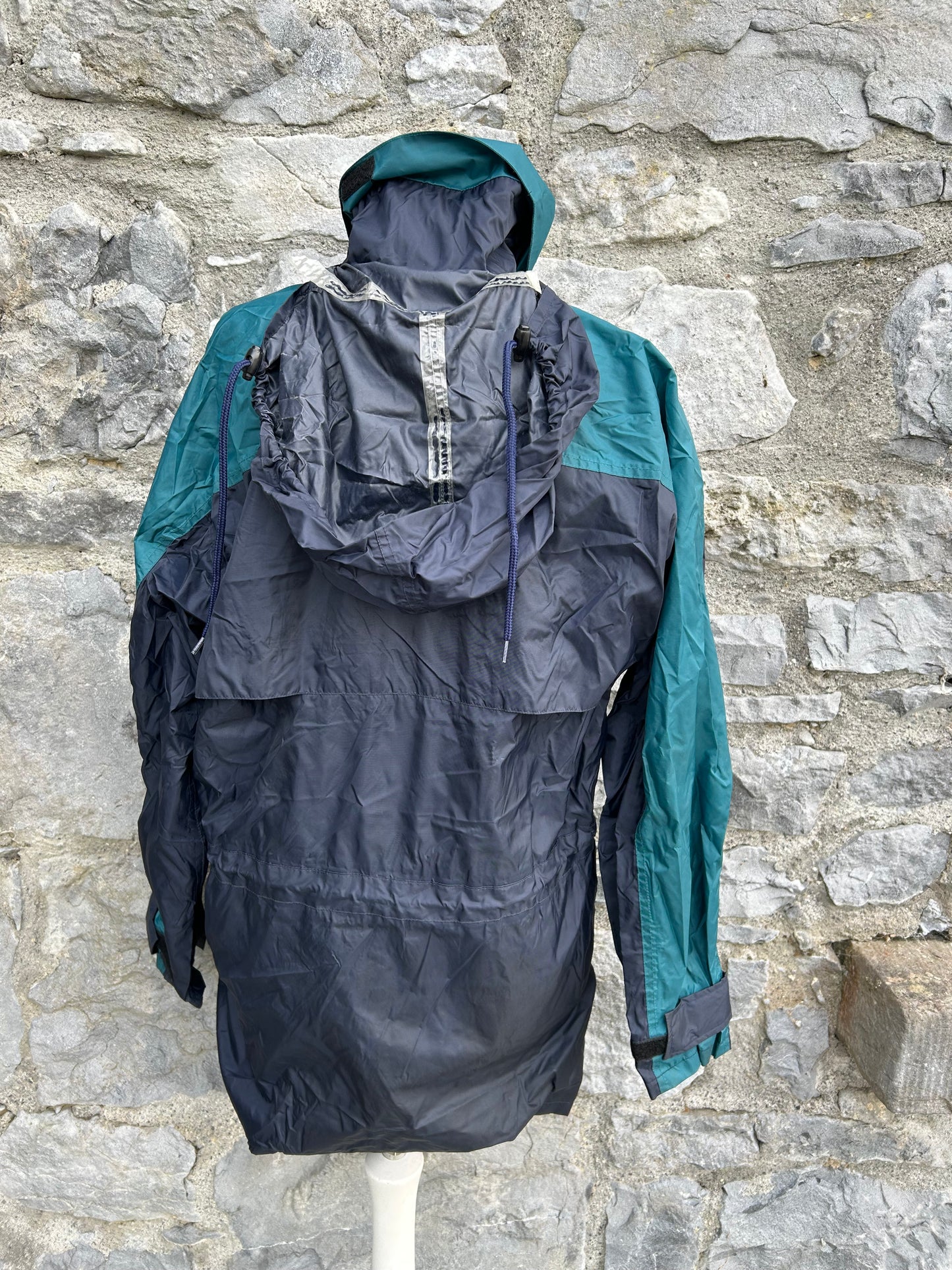 90s navy&green rain jacket Small
