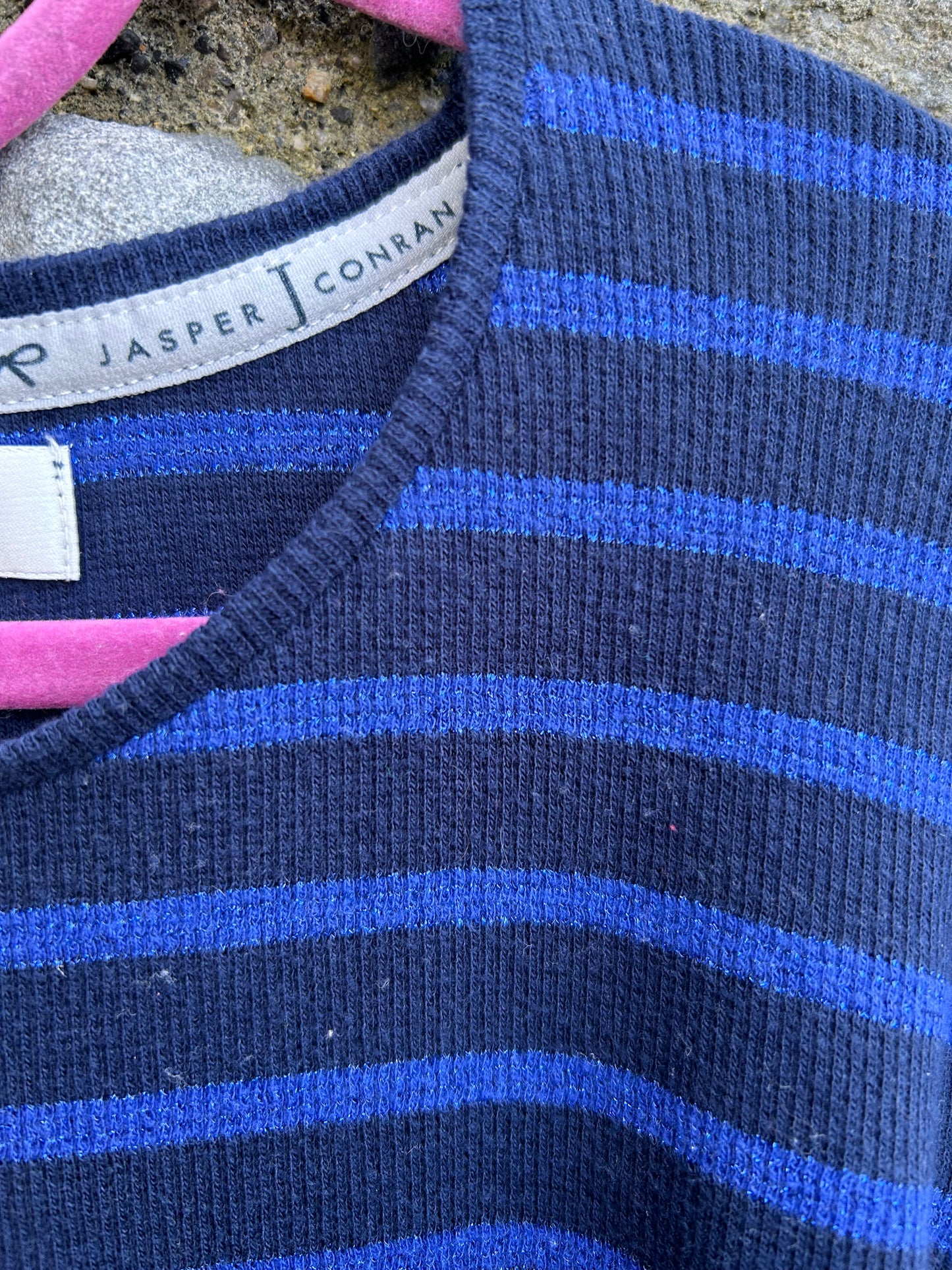 Blue and glitter navy stripy top 11y (146cm)