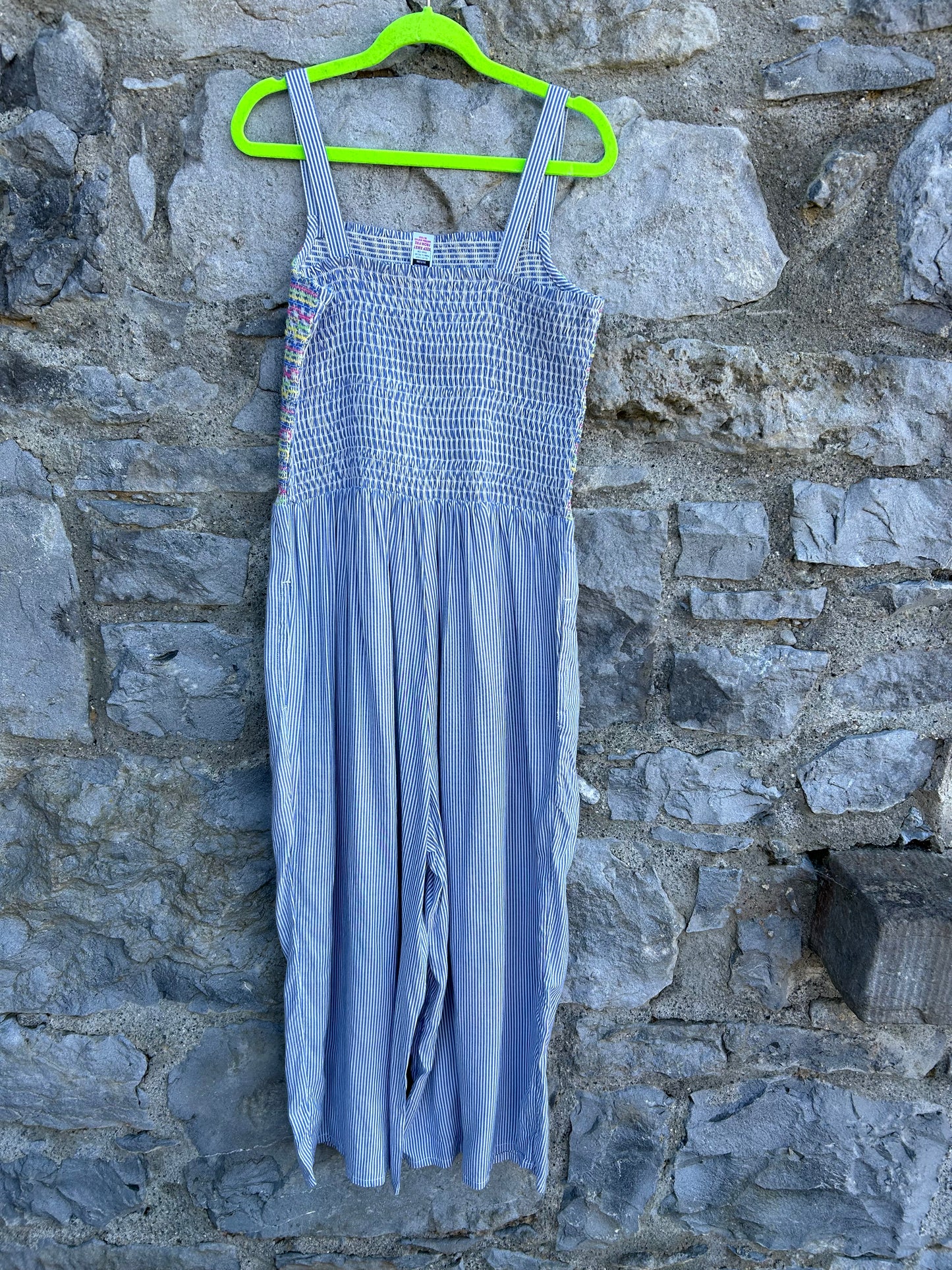 Blue stripy shirted top jumpsuit 11-12y (146-152cm)