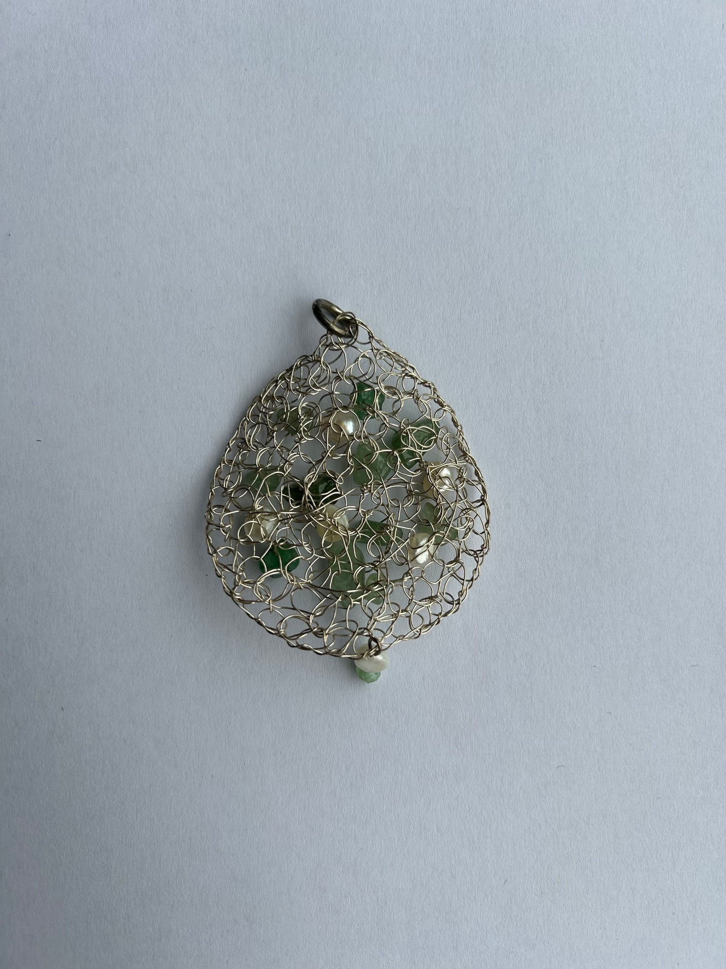 Handmade silver and jade pendant