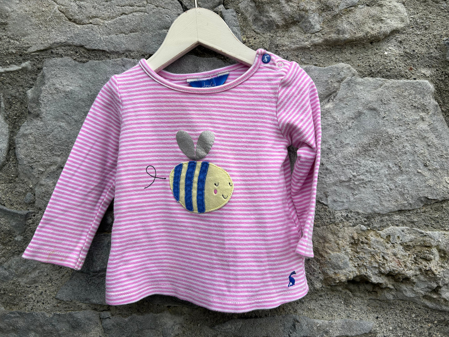 Bee pink stripy top 3-6m (62-68cm)