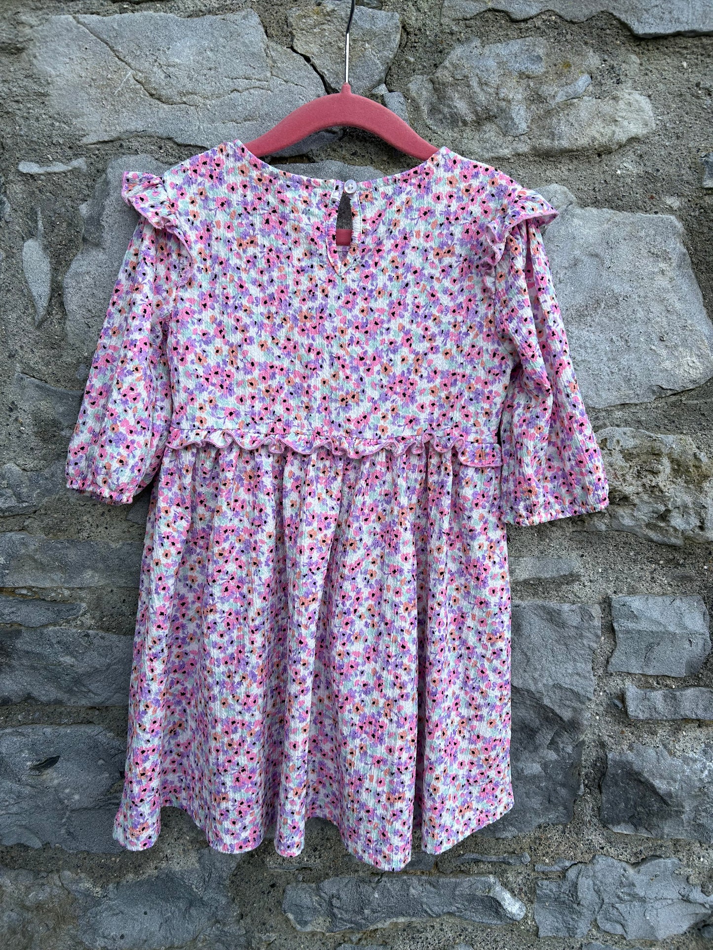 Pink paperbag floral dress 5y (110cm)
