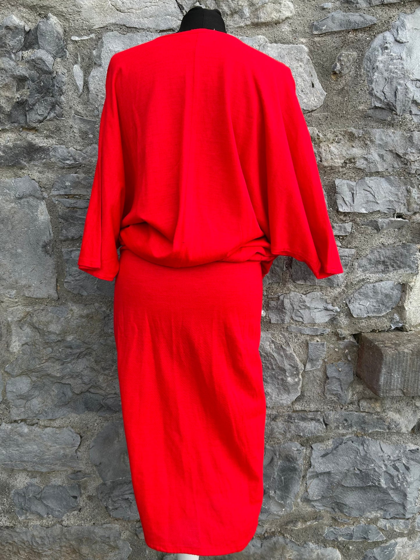 80s red knitted dress uk 12