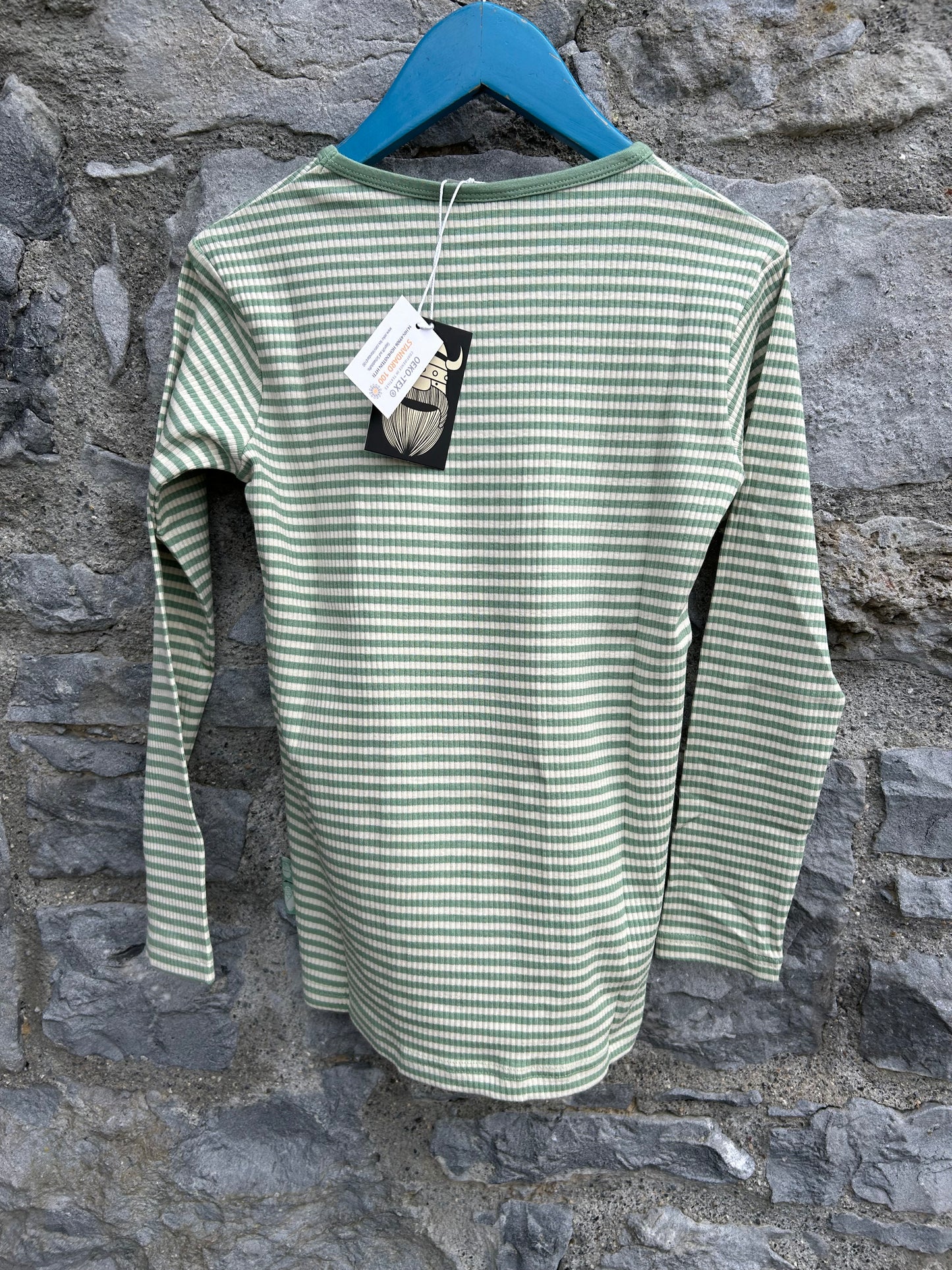 Sage stripy ribbed top 8-9y (128-134cm)