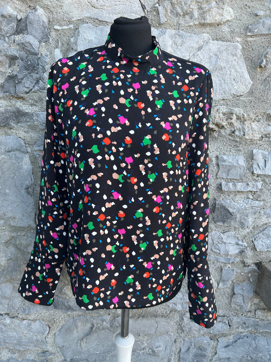 Colourful spotty black top uk 8