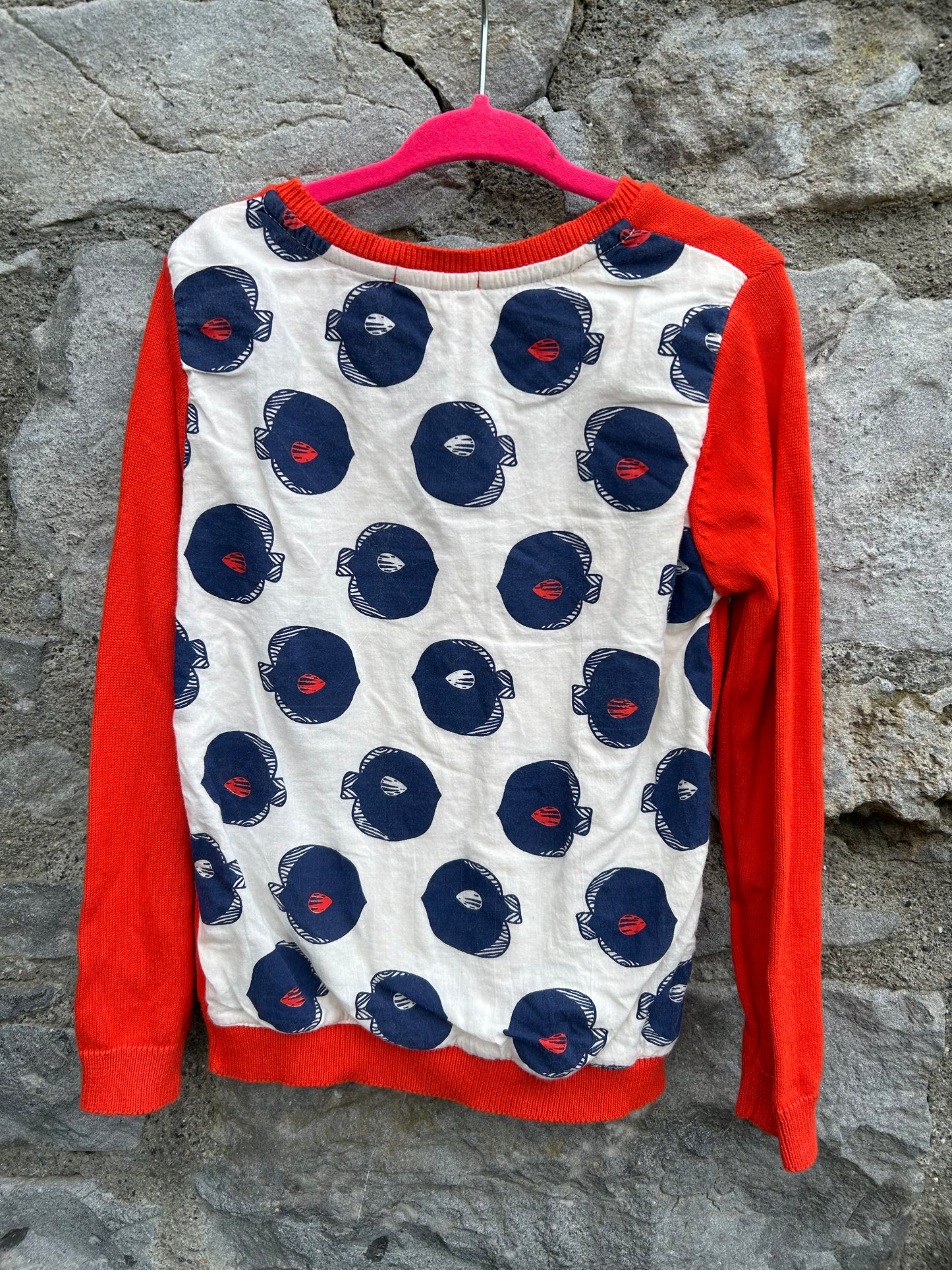 Red Fish cardigan 5-6y (110-116cm)