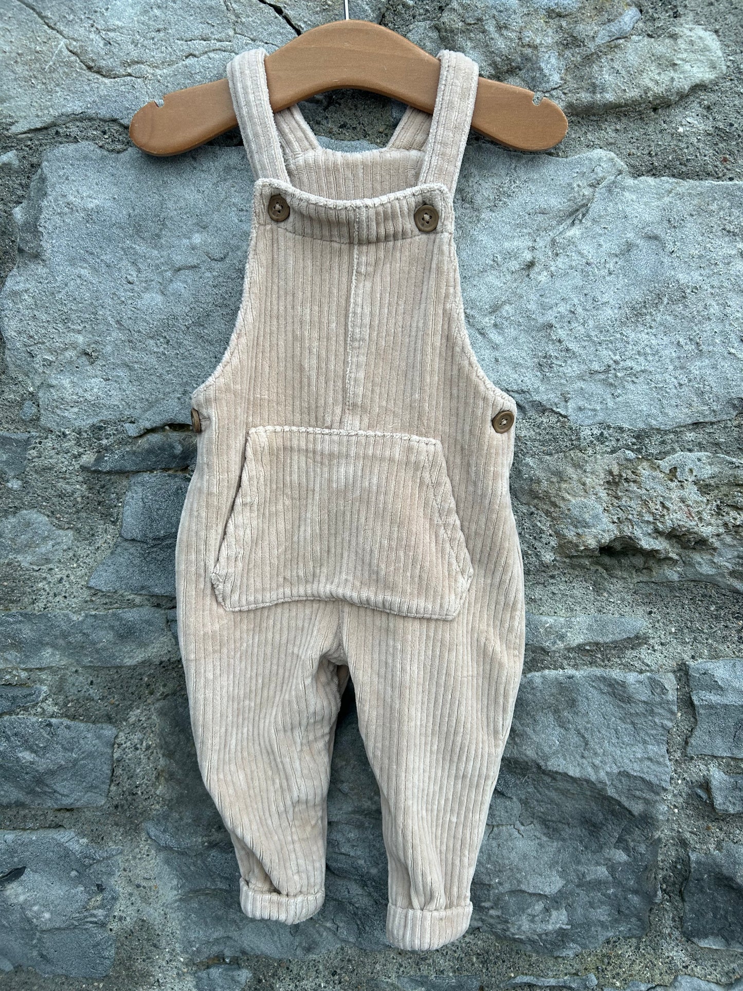 Beige cord dungarees 6-9m (68-74cm)