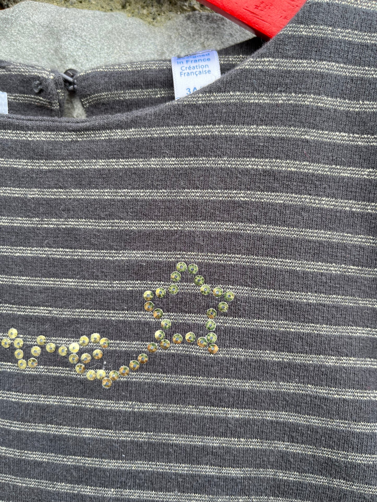 Love grey stripy dress 2-3y (92-98cm)