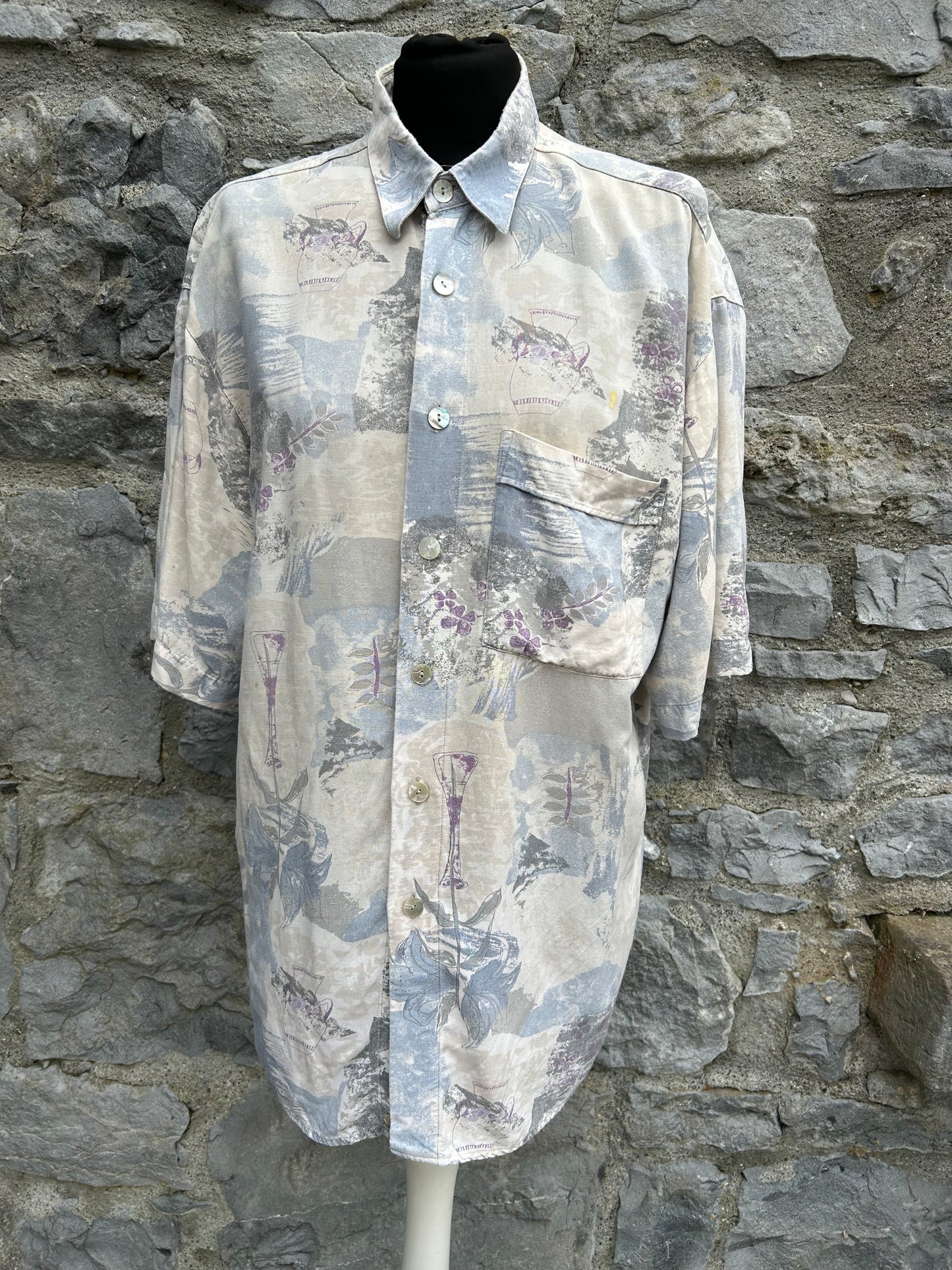 80s grey&beige shirt Small