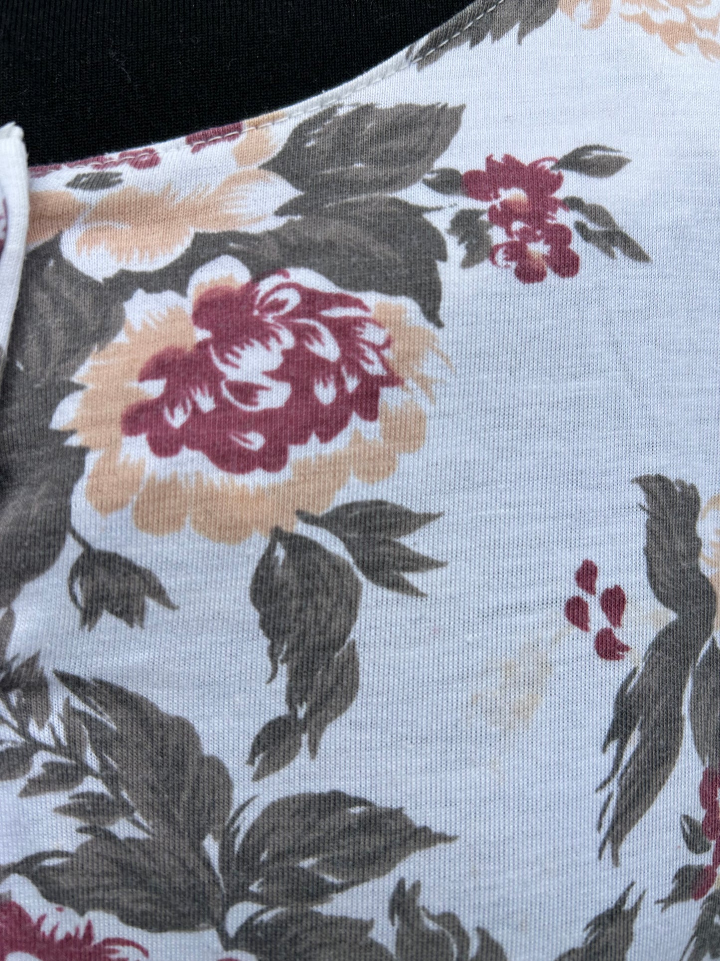 90s white&maroon flowers dress uk 14-16