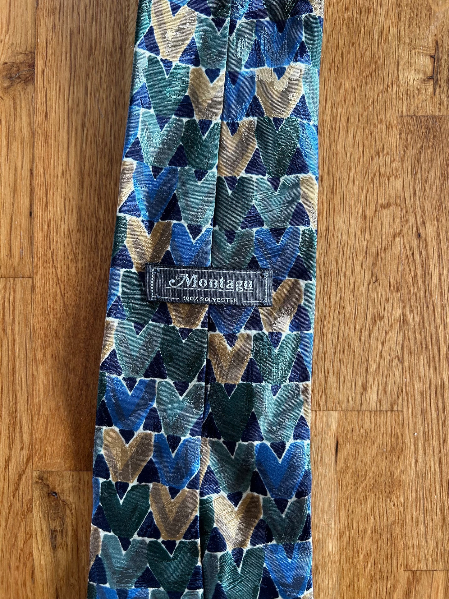 Geometric blue&brown tie
