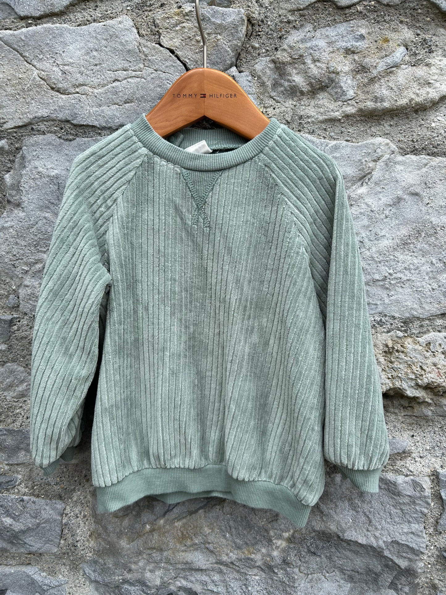 Khaki ribbed velour sweatshirt 12-18m (80-86cm)