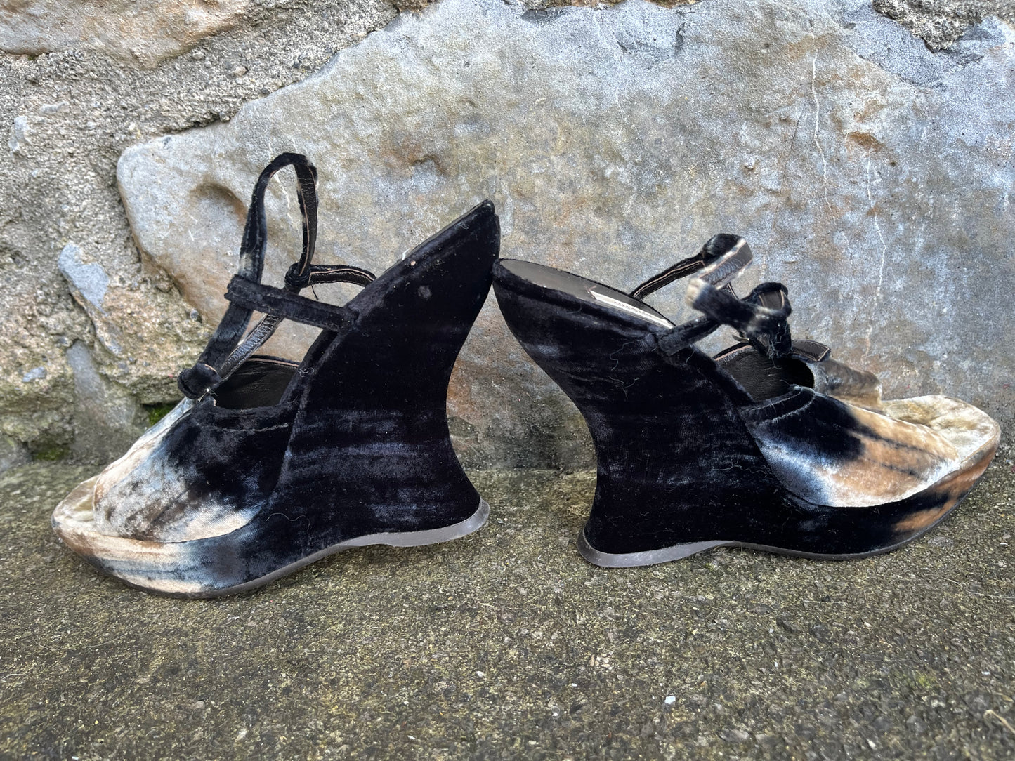 Grey velvet ombré wedges uk 6 (eu 39.5)