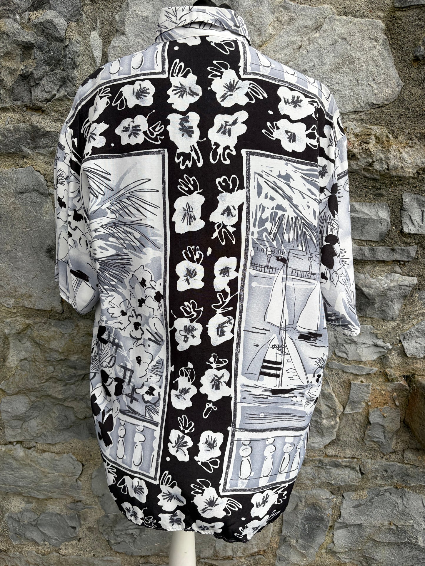 80s Black&white sailing shirt Medium