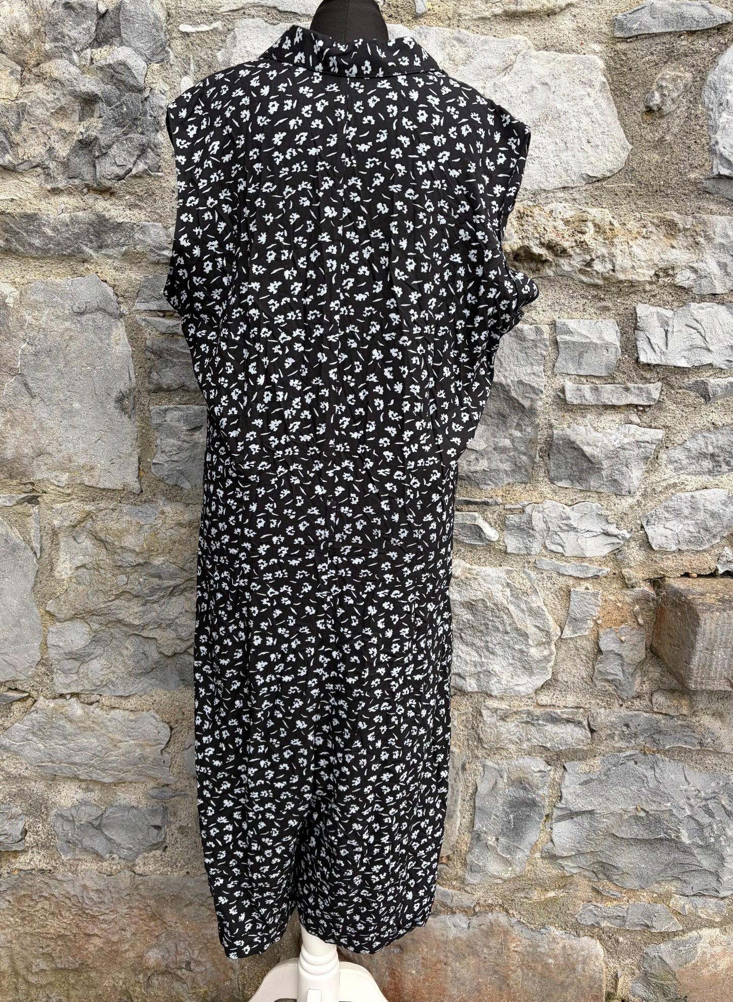 80s black floral jumpsuit uk 14