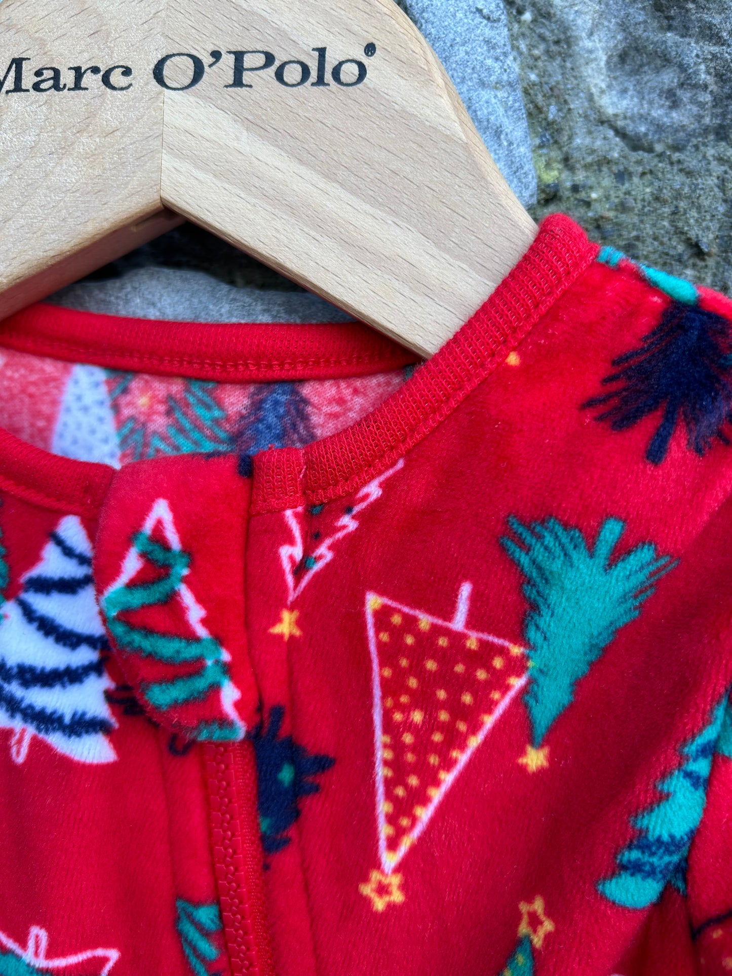 Christmas trees red fleece onesie 0-3m (56-62cm)