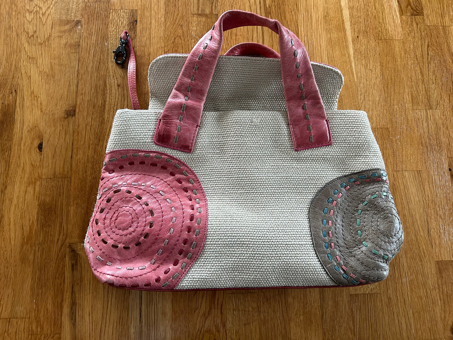 Pink&beige circle handbag