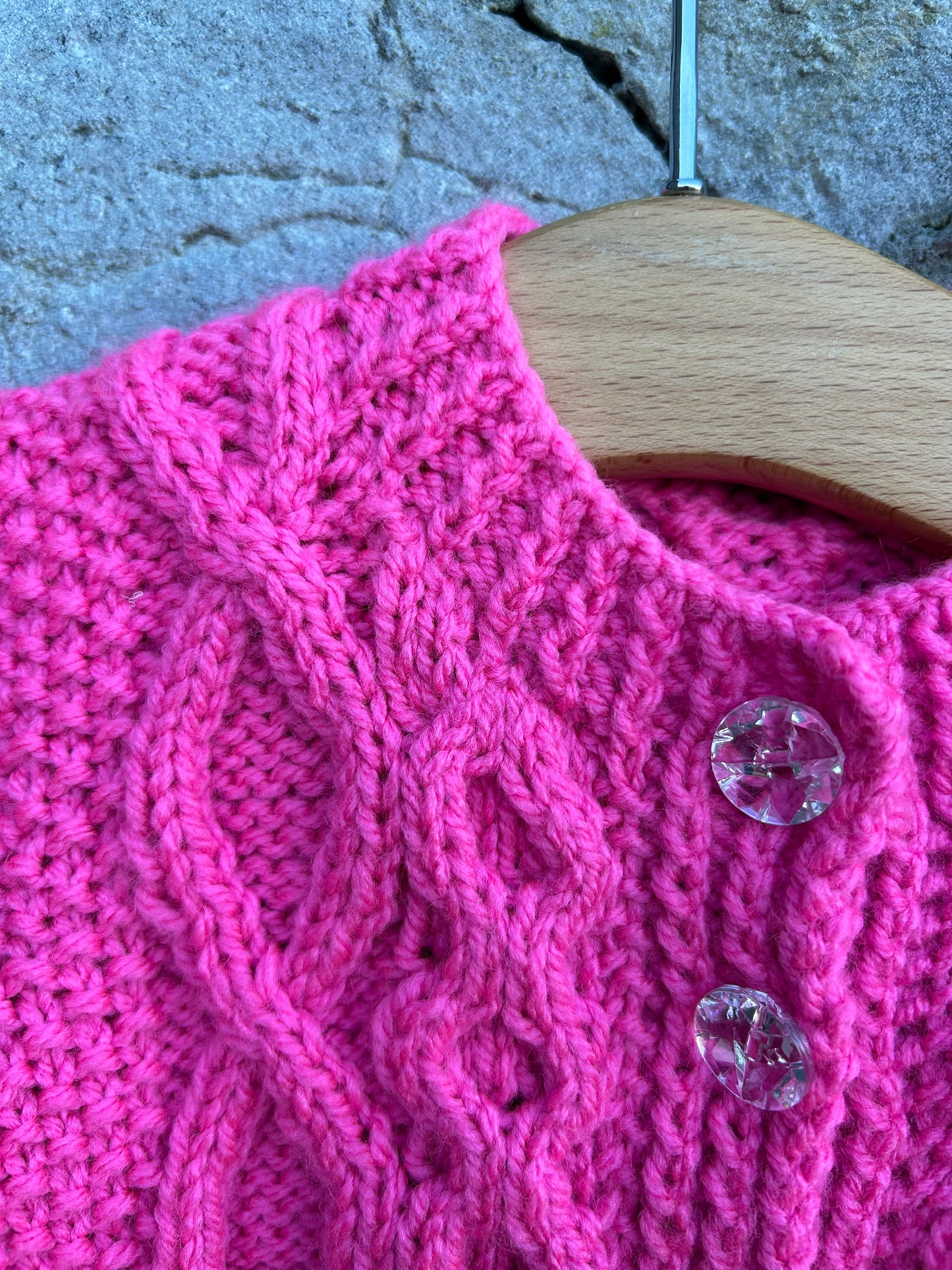 Pink Aran style cardigan 0-1m (50-56cm)