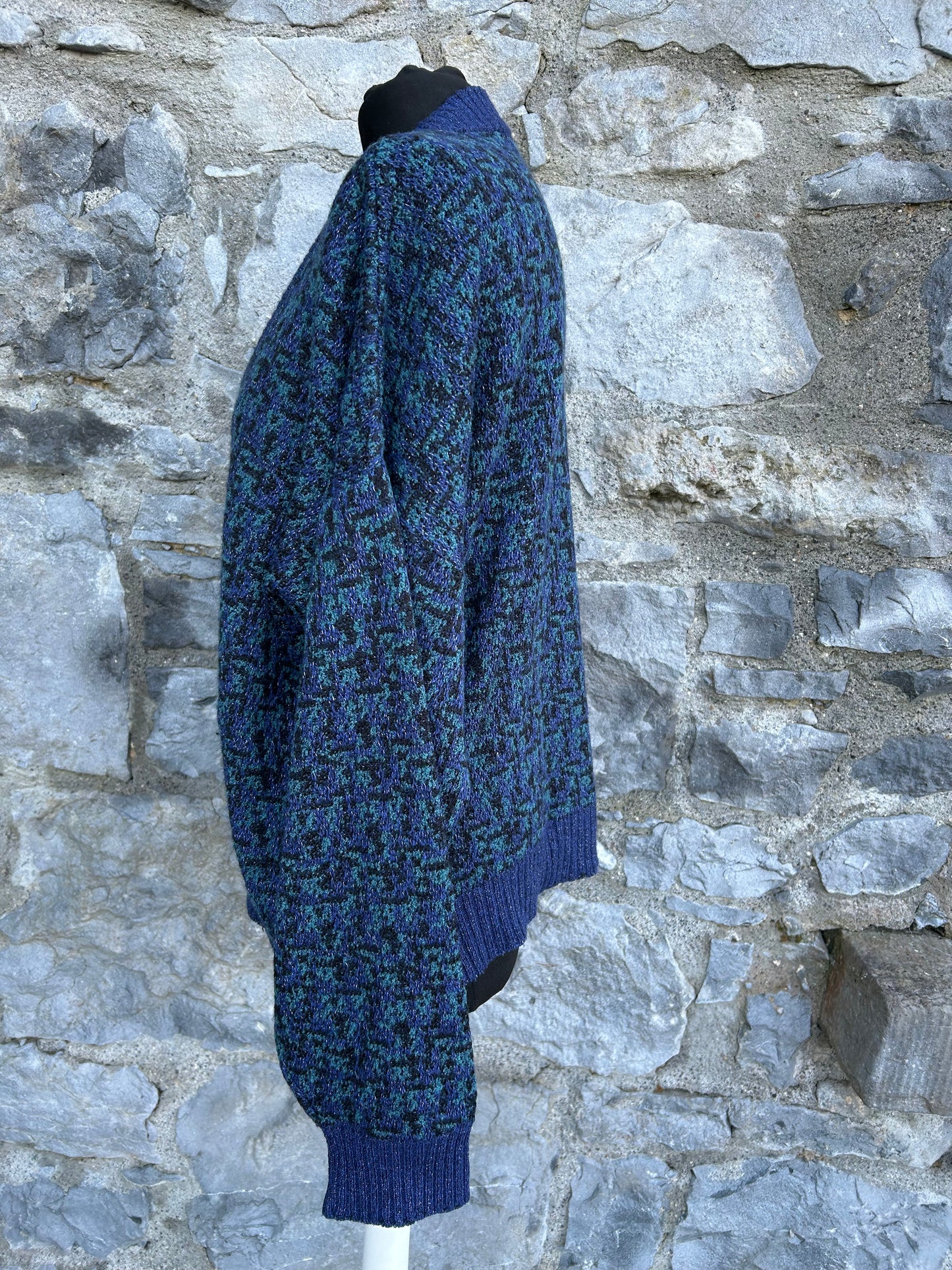 80s Blue&teal melange jumper M/L