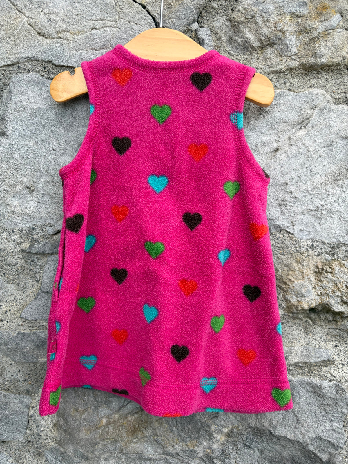 Hearts pink fleece pinafore 12-18m (80-86cm)
