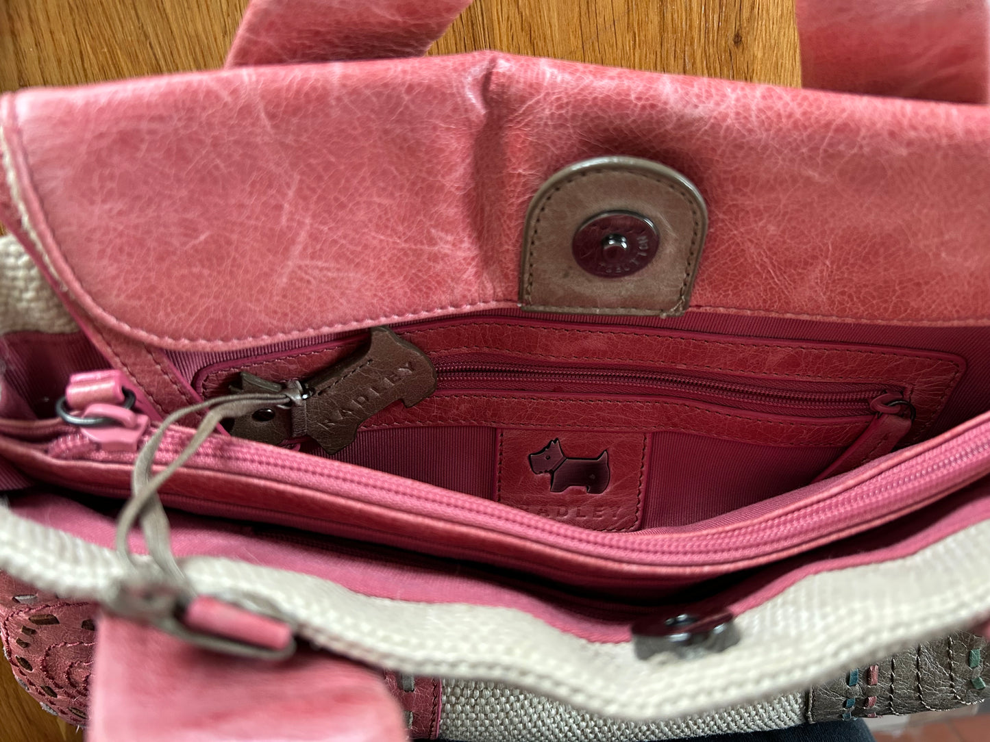 Pink&beige circle handbag