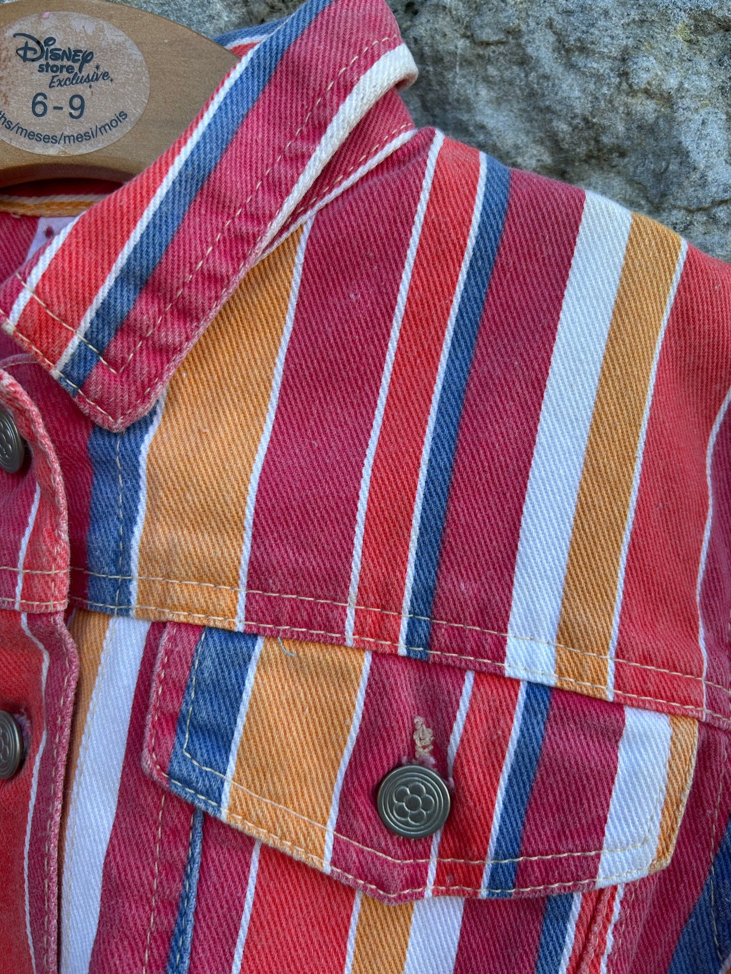 90s red stripy denim jacket 3-4y (98-104cm)