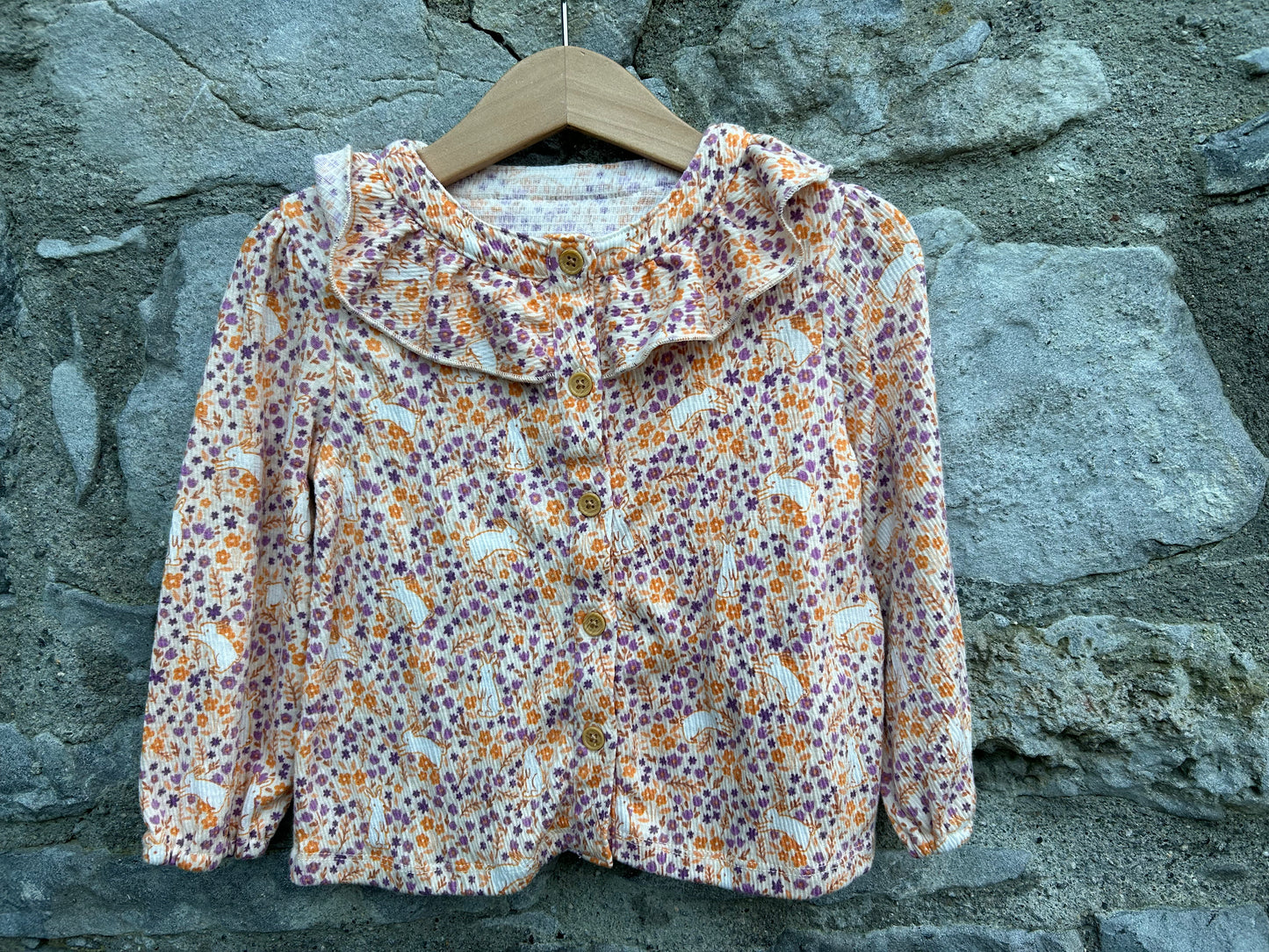 Purple&orange bunnies&flowers top 18-24m (86-92cm)
