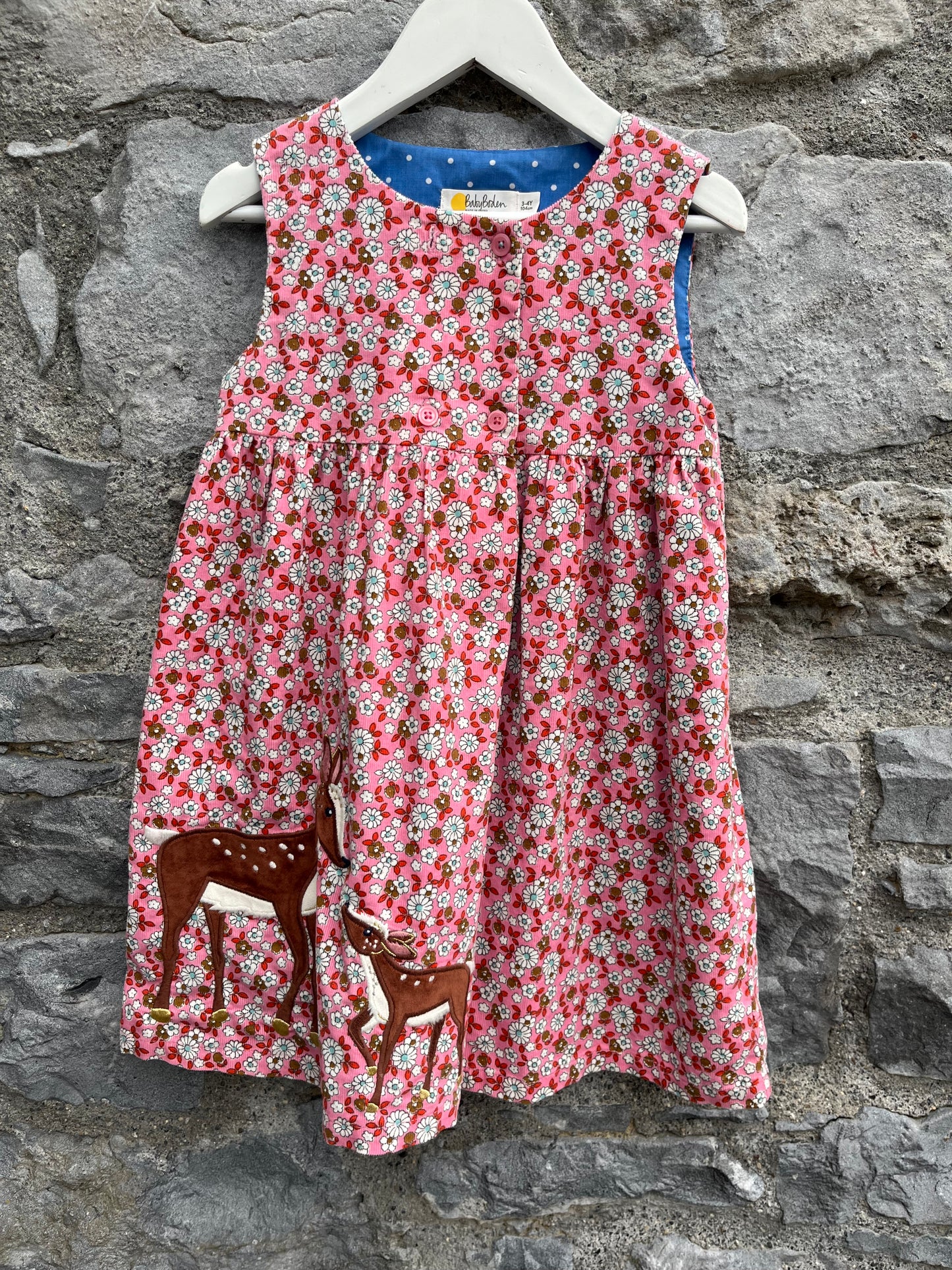 MB Deer floral cord pinafore 3-4y (98-104cm)