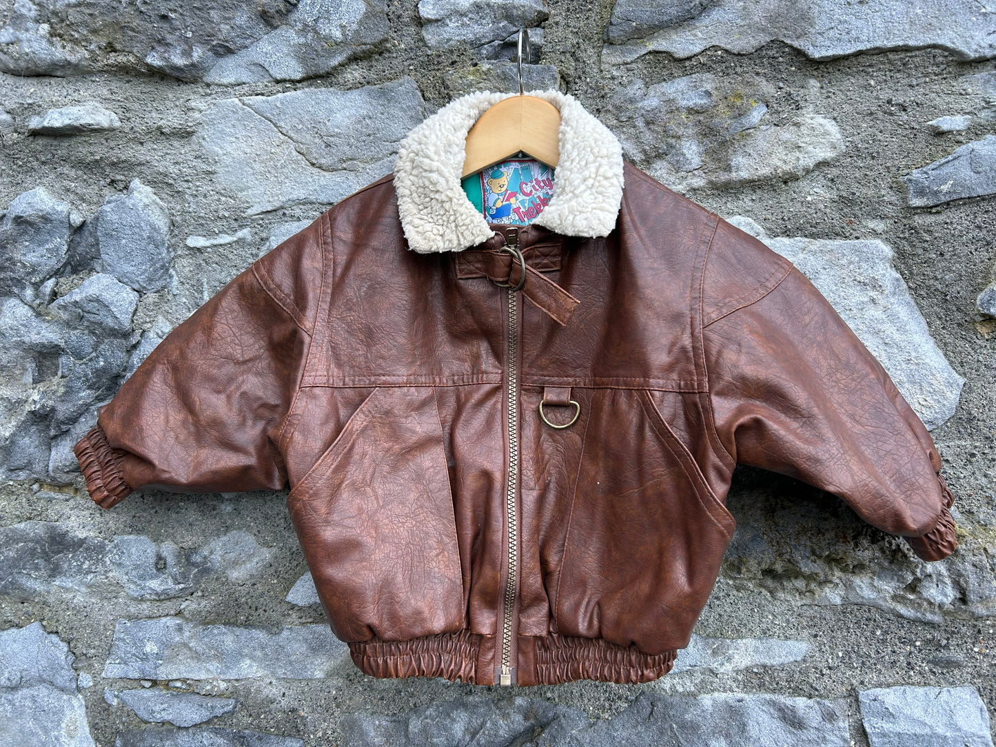 80s brown leather aviator jacket 18m (86cm)