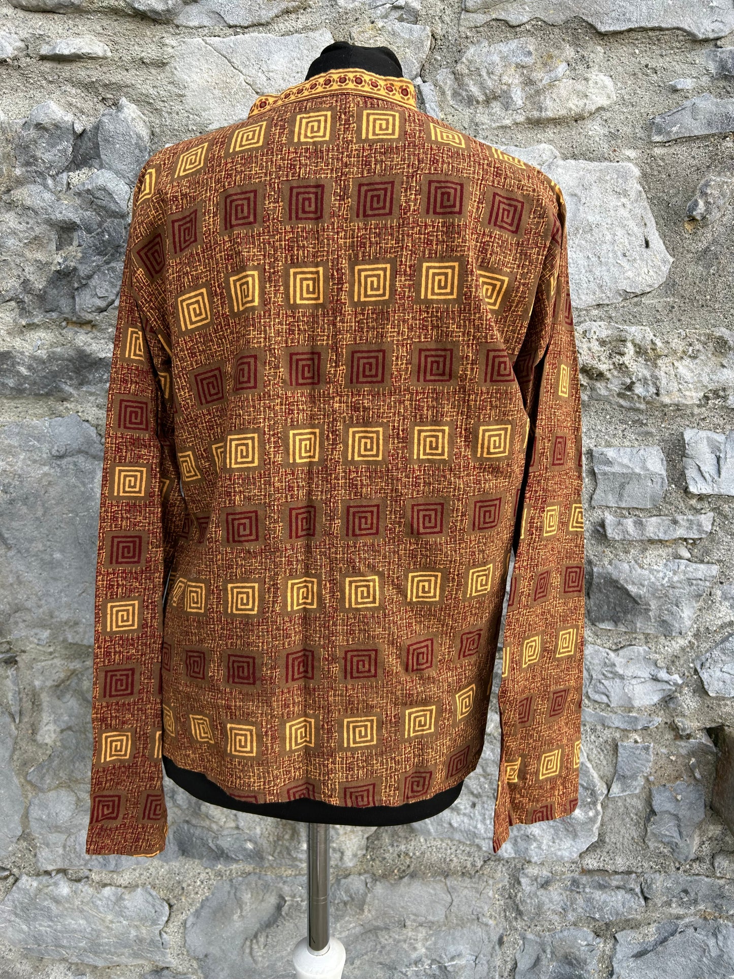 90s brown squares shirt uk 12