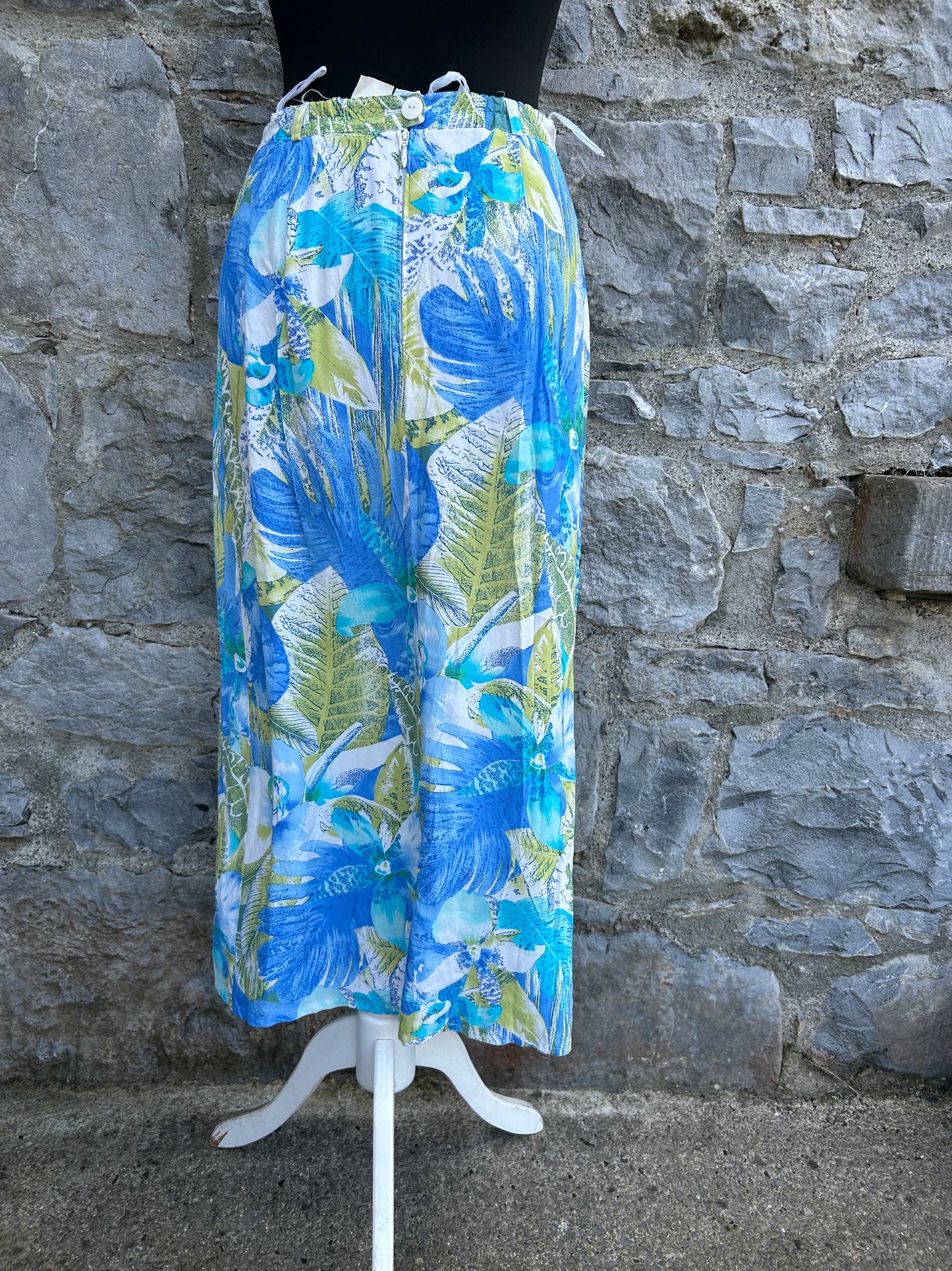 80s blue flowers&leaves skirt uk 10