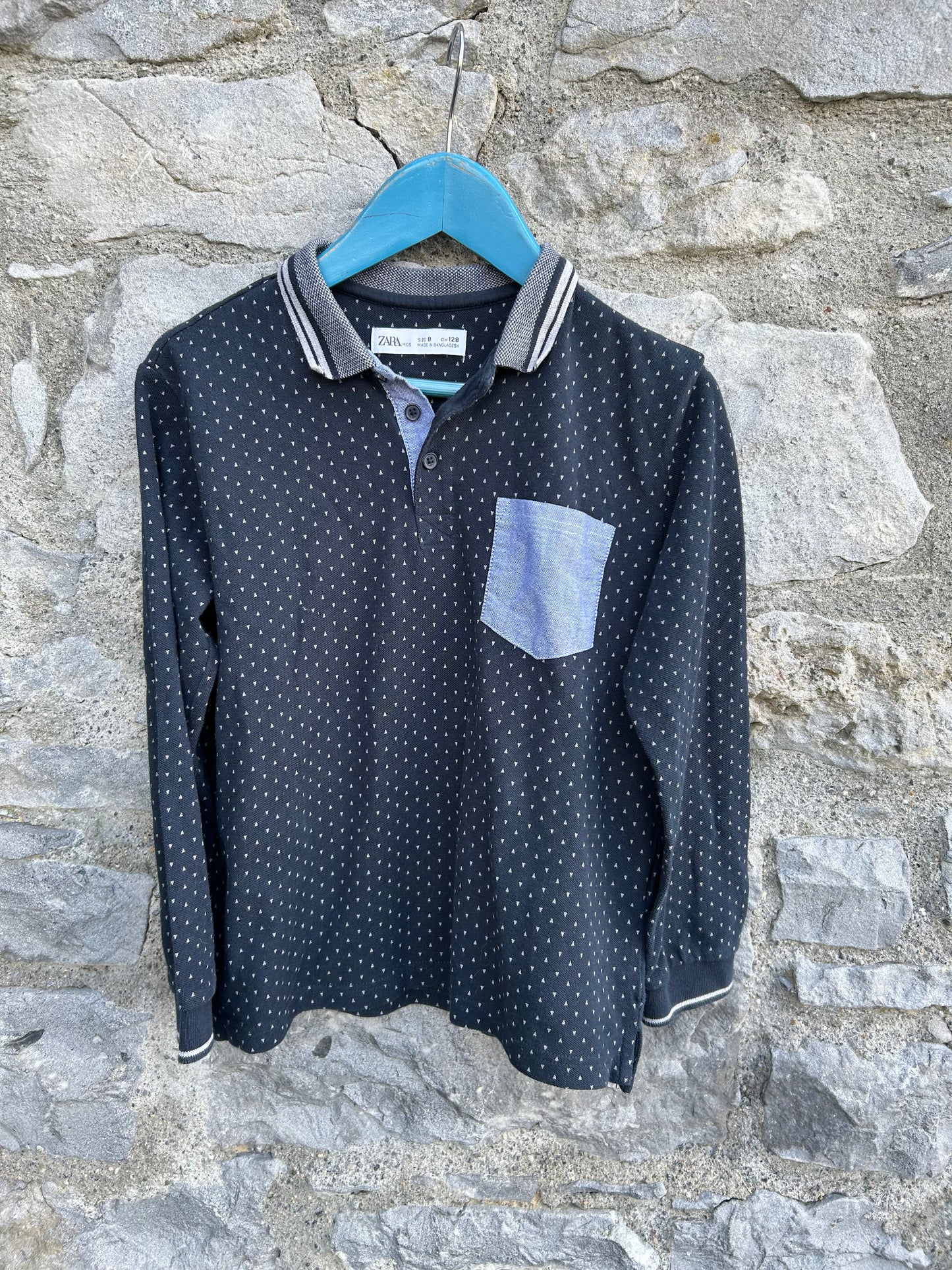 Spotty navy polo top 6-7y (116-122cm)