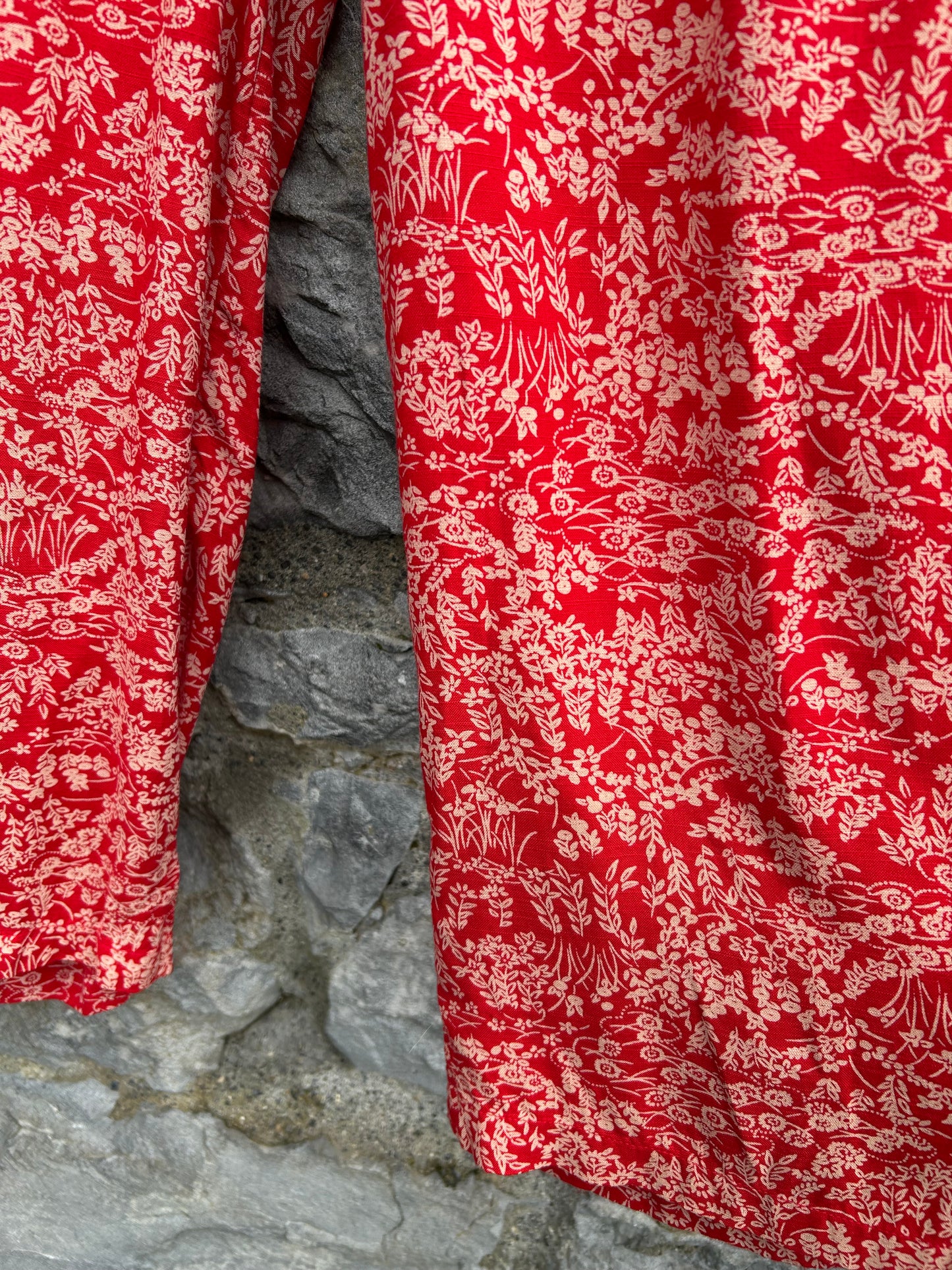 Red botanic print pants uk 10