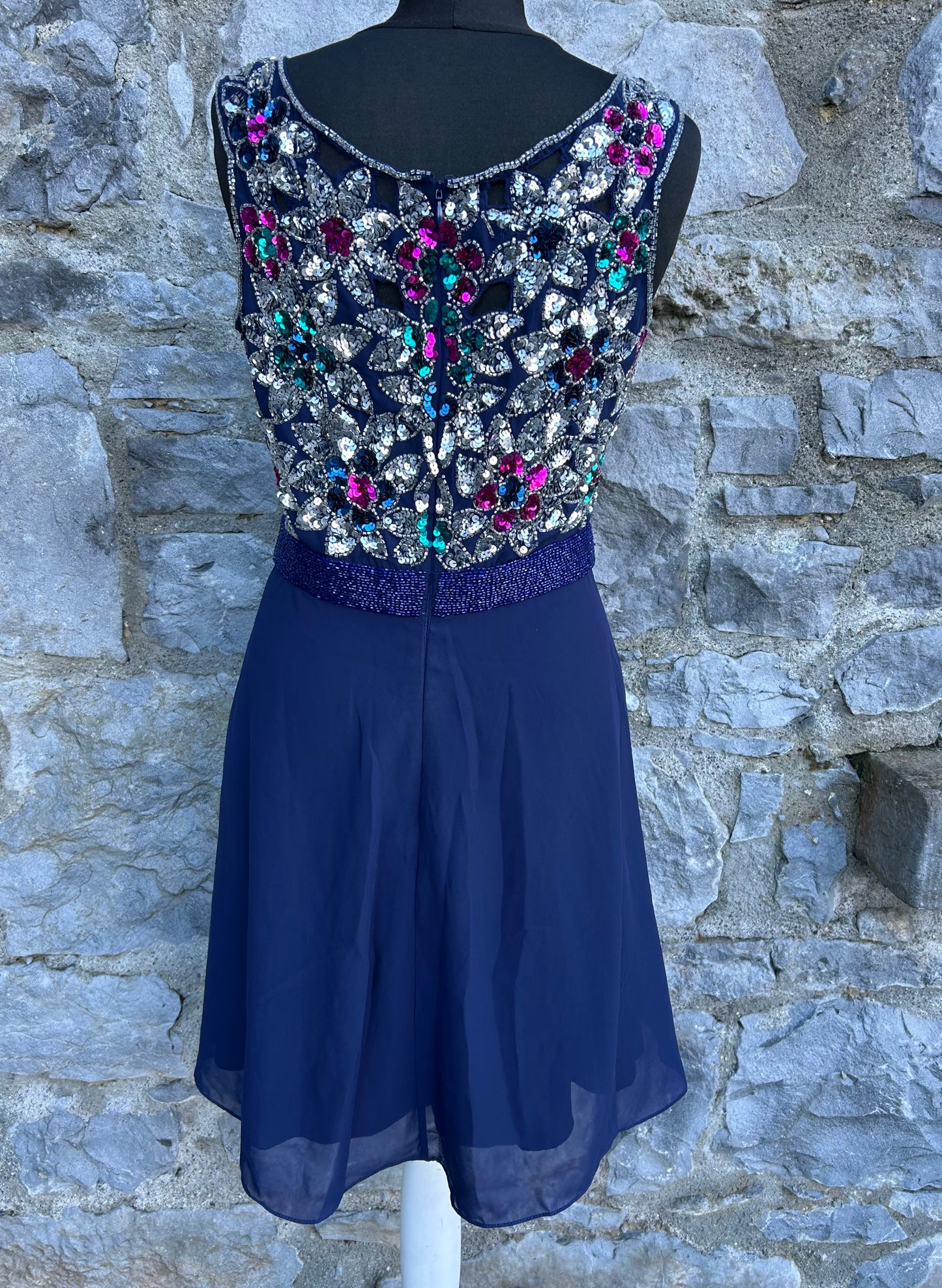 Colourful sequin&navy dress uk 10