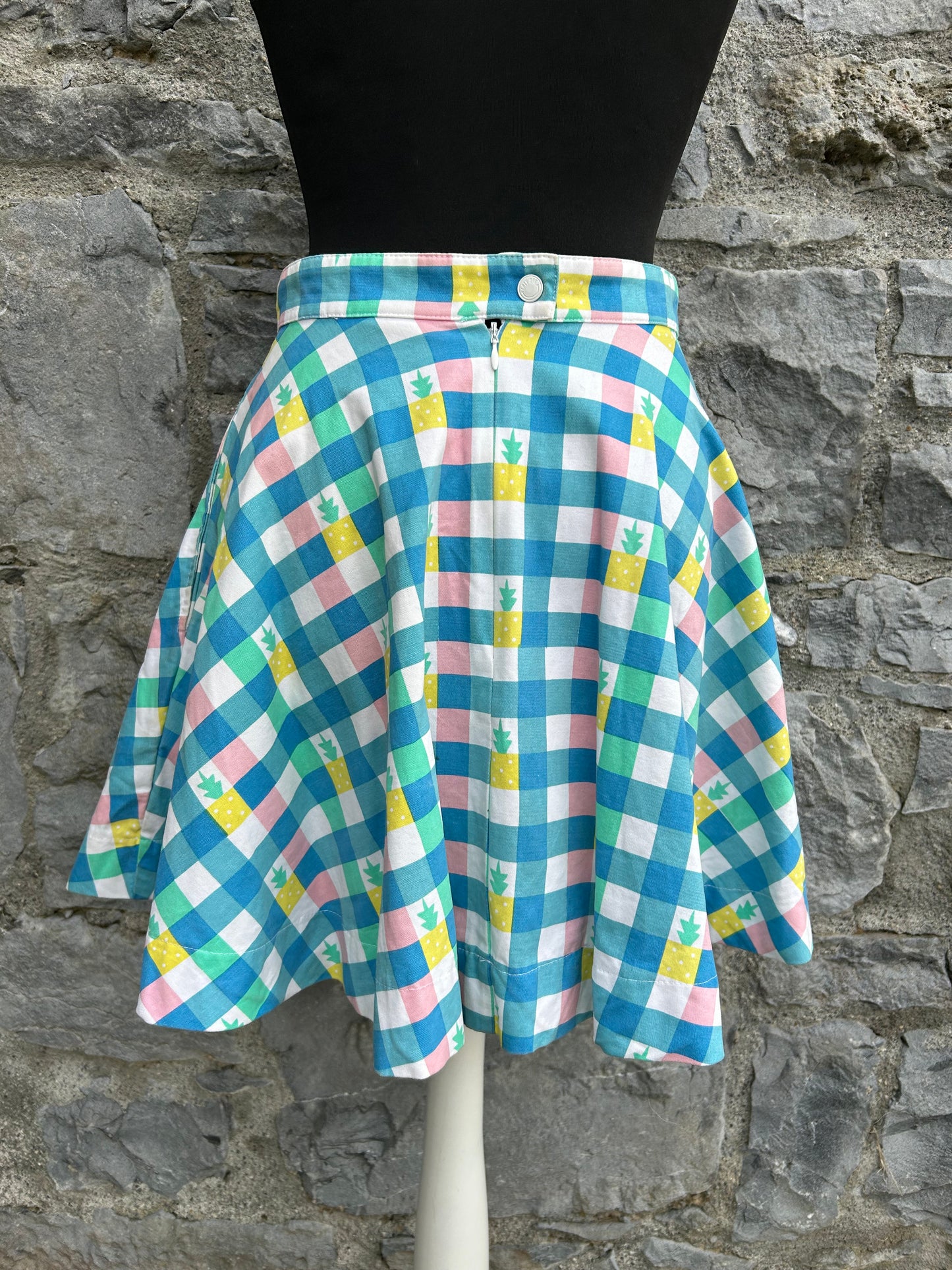 Blue check skater Mini Skirt uk 8