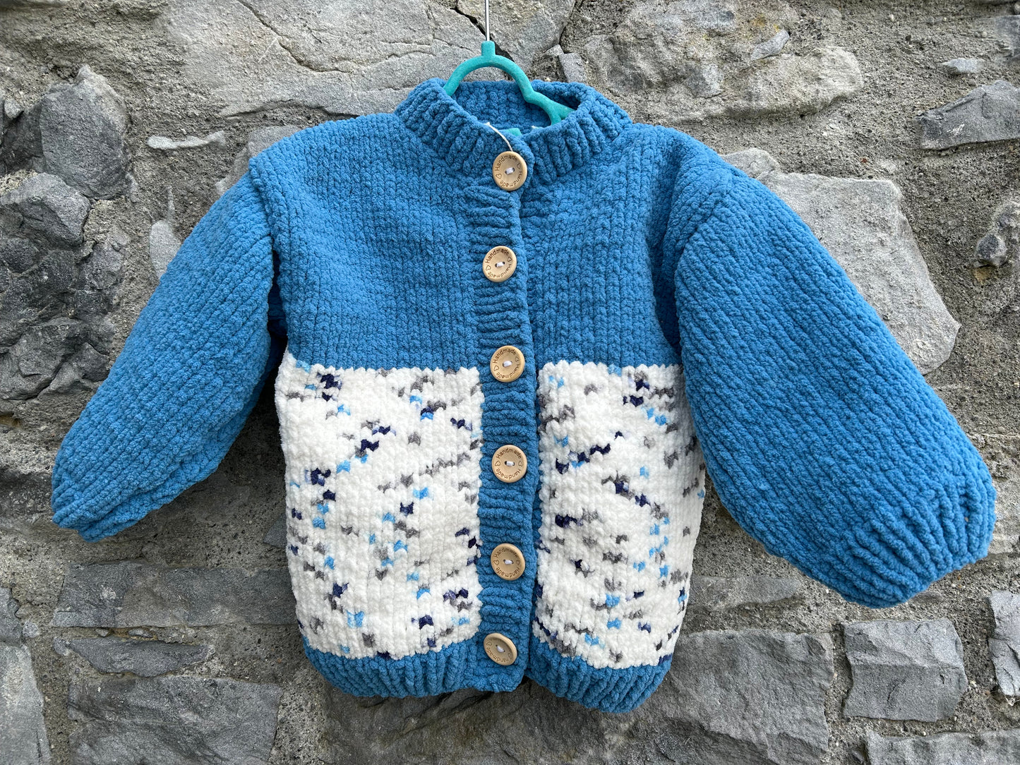 Blue&melange fleece cardigan 3y (98cm)