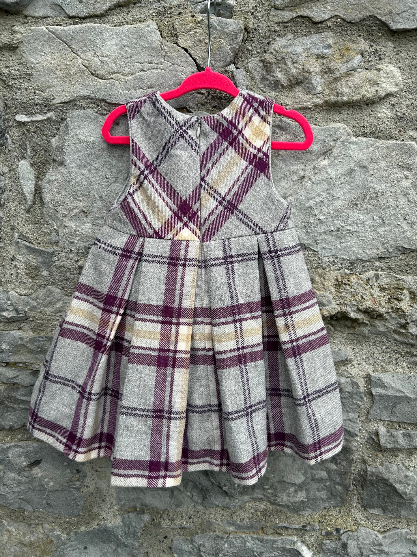 Grey&purple check pinafore 18-24m (86-92cm)