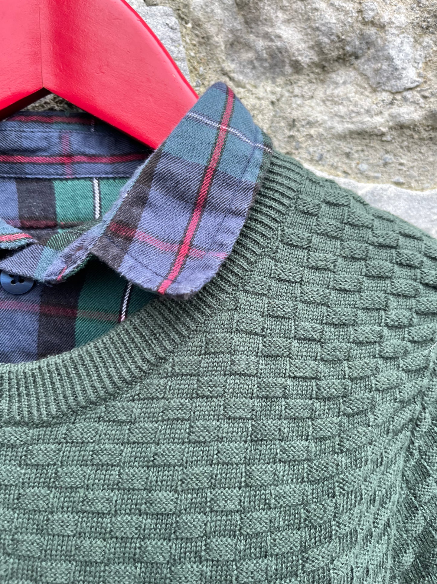 Dark green jumper with collar 8y (128cm)