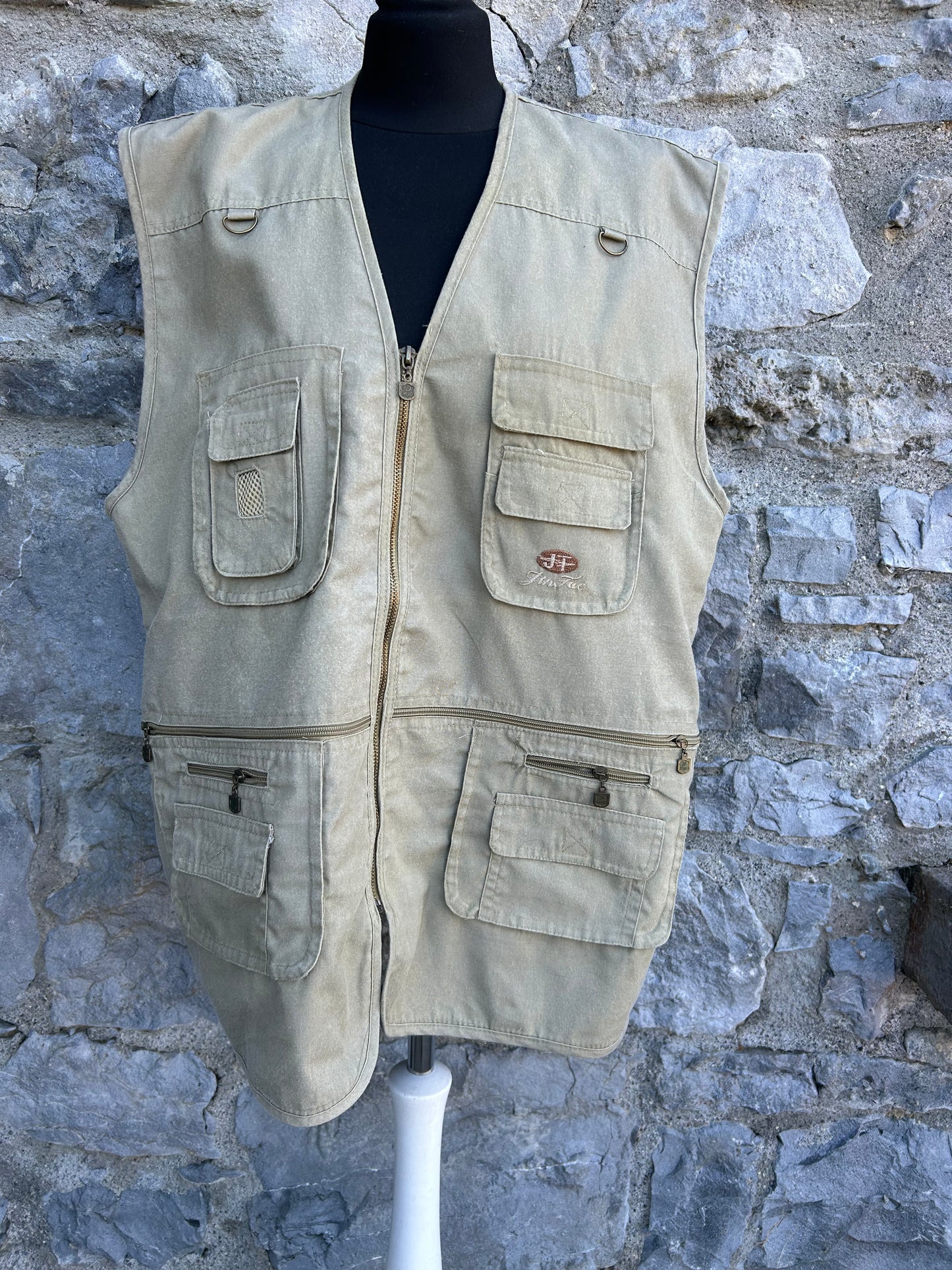 90s beige combat gilet L/XL